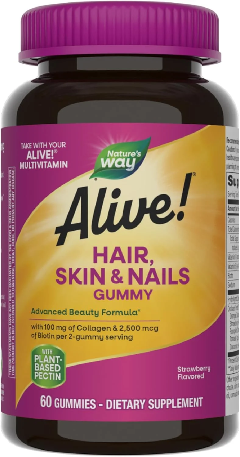 پاستیل تقویت مو، پوست و ناخن Nature's Way Alive، 60 عدد