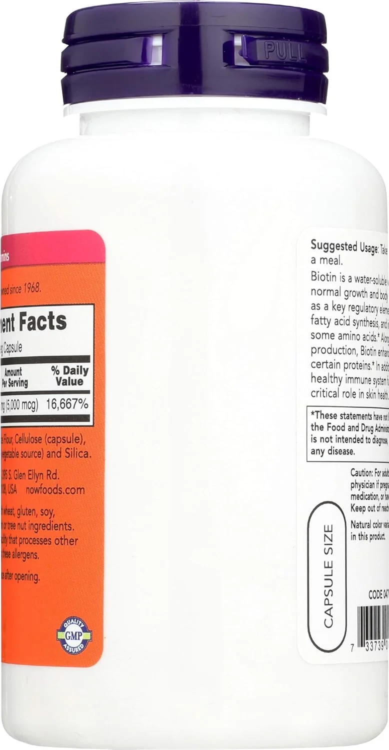 NOW Foods - بیوتین 5000 میکروگرم - 120 کپسول گیاهی NOW Foods - بیوتین 5000 میکروگرم - 120 کپسول گیاهی