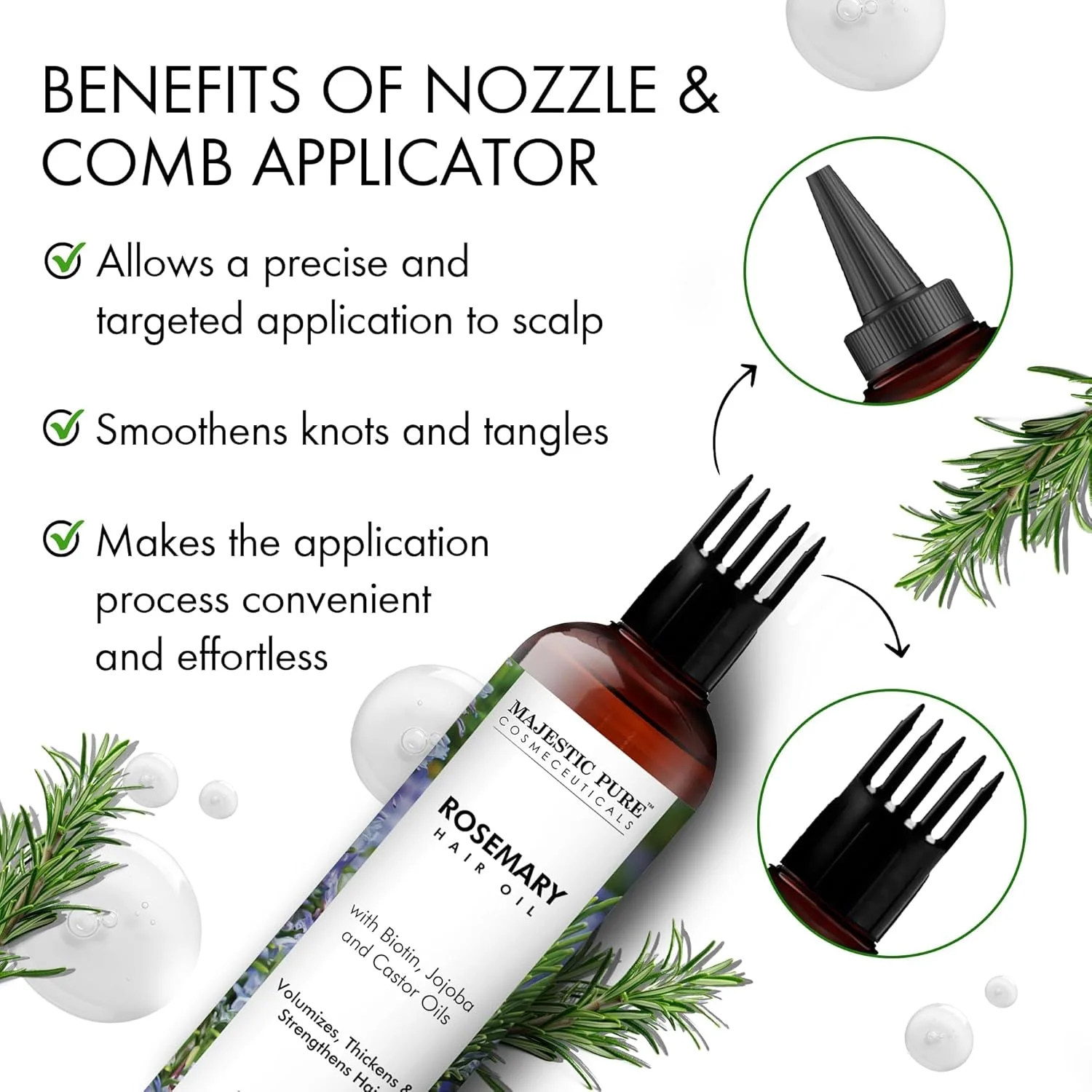 روغن خالص مجستیک پیور 100% خالص حاوی بیوتین برای مراقبت از مو، فرمول تقویت کننده، مغذی و حجم دهنده حاوی روغن جوجوبا و روغن کرچک - فاقد GMO (200 میلی لیتر، رزماری) روغن خالص مجستیک پیور 100% خالص حاوی بیوتین برای مراقبت از مو، فرمول تقویت کننده، مغذی و حجم دهنده حاوی روغن جوجوبا و روغن کرچک - فاقد GMO (200 میلی لیتر، رزماری)