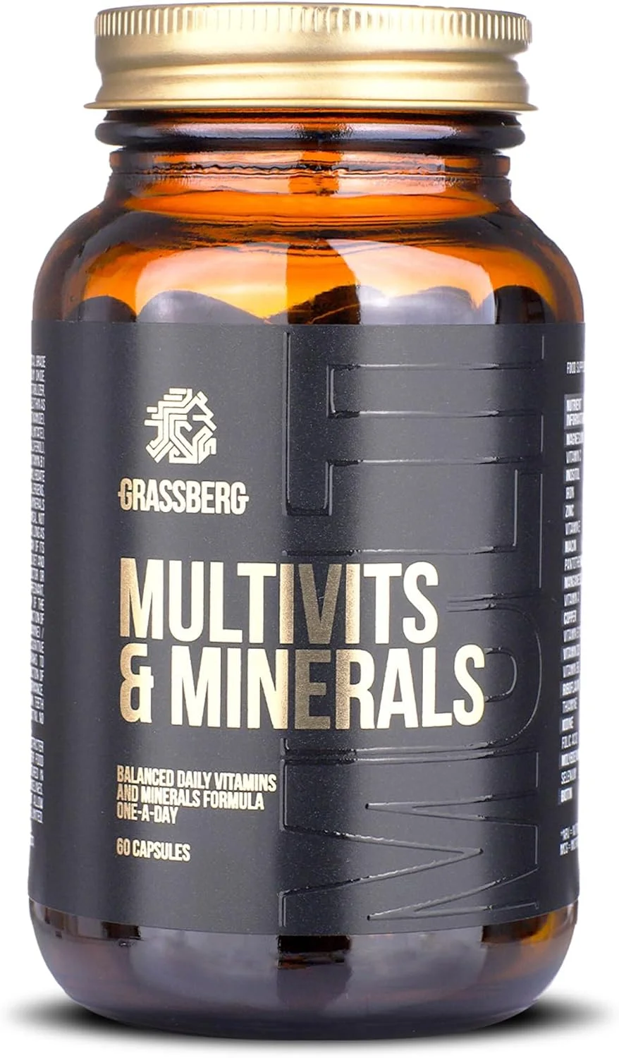 مولتی ویتامین و مواد معدنی گراسبرگ، مولتی ویتامین برای مردان و زنان حاوی ویتامین A، B6، B12، C، D3، E، بیوتین، کلسیم، آهن، منیزیم، روی و 10 ماده مغذی دیگر - 60 سافت ژل
