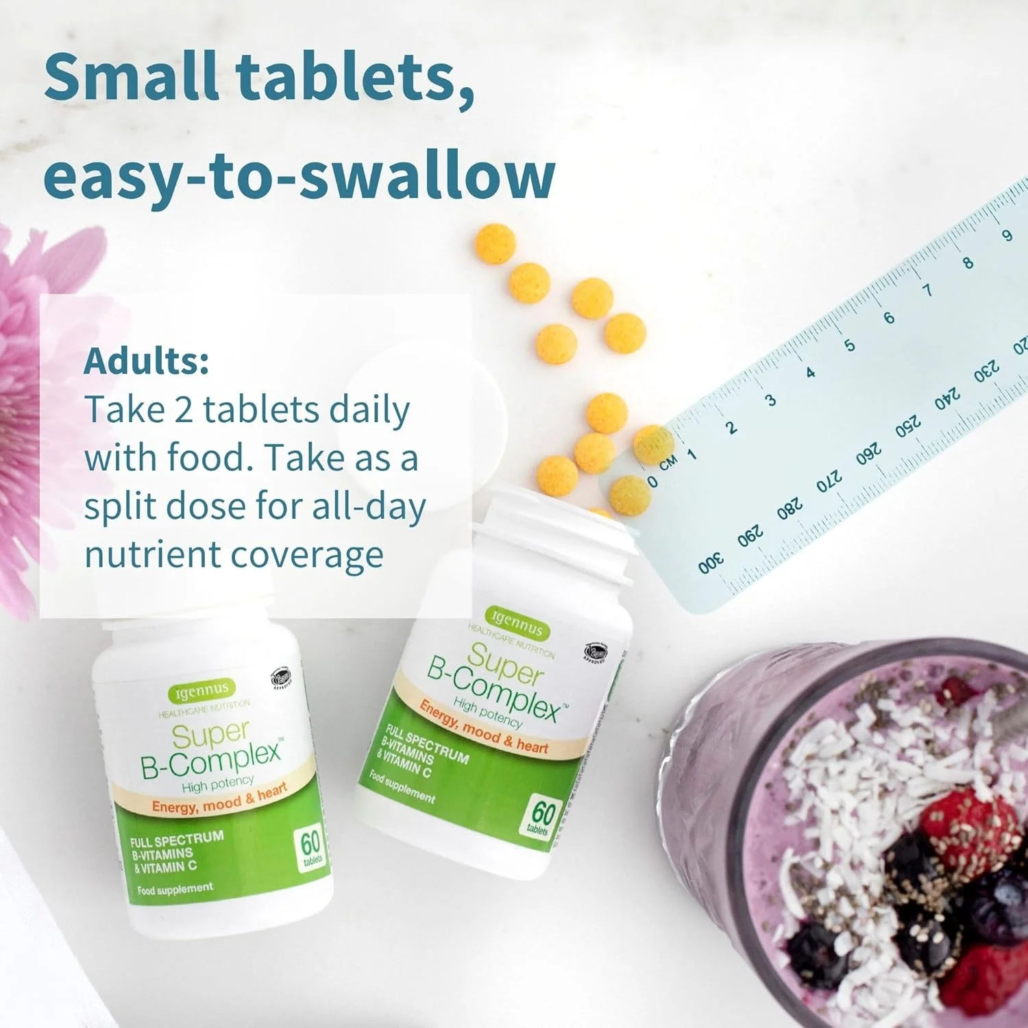 مکمل سوپر ب-کمپلکس Igennus Healthcare Nutrition (وگان، 60 قرص کوچک) مکمل سوپر ب-کمپلکس Igennus Healthcare Nutrition (وگان، 60 قرص کوچک)
