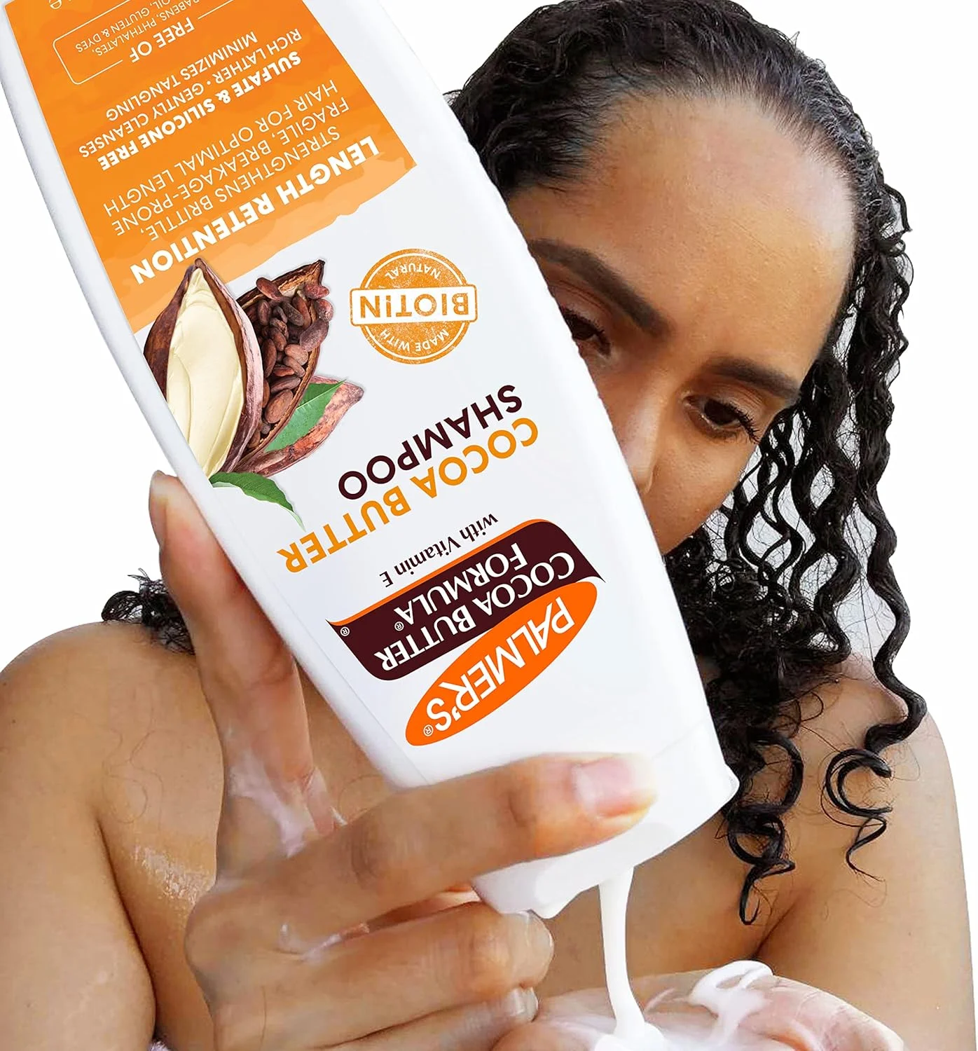 شامپو تقویت کننده و افزایش طول مو حاوی کره کاکائو و بیوتین پالمرز - حاوی ویتامین E - پاک کننده ملایم - تقویت کننده مو - کاهش گره خوردگی - حفظ رطوبت - فاقد سولفات، سیلیکون، پارابن و روغن معدنی - 400 میلی لیتر شامپو تقویت کننده و افزایش طول مو حاوی کره کاکائو و بیوتین پالمرز - حاوی ویتامین E - پاک کننده ملایم - تقویت کننده مو - کاهش گره خوردگی - حفظ رطوبت - فاقد سولفات، سیلیکون، پارابن و روغن معدنی - 400 میلی لیتر