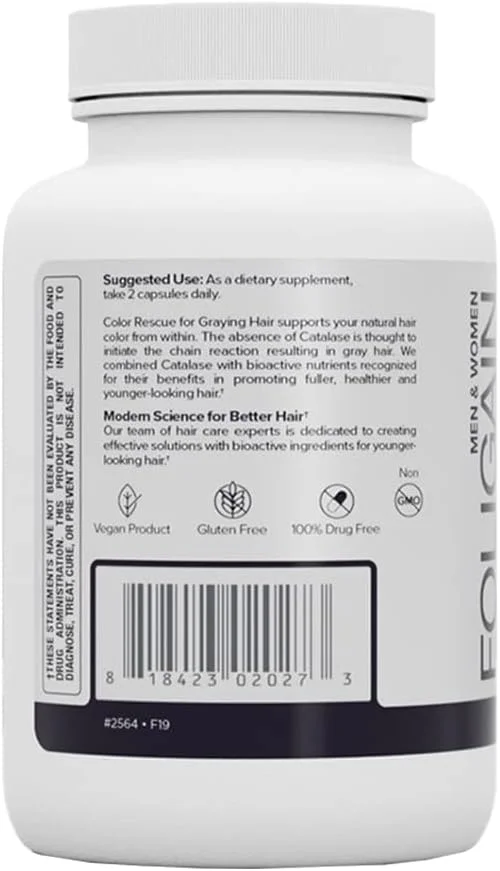 مکمل نجات رنگ مو فولیگن برای موهای خاکستری، مکمل موهای سالم، مکمل بیوتین، 60 عدد مکمل نجات رنگ مو فولیگن برای موهای خاکستری، مکمل موهای سالم، مکمل بیوتین، 60 عدد
