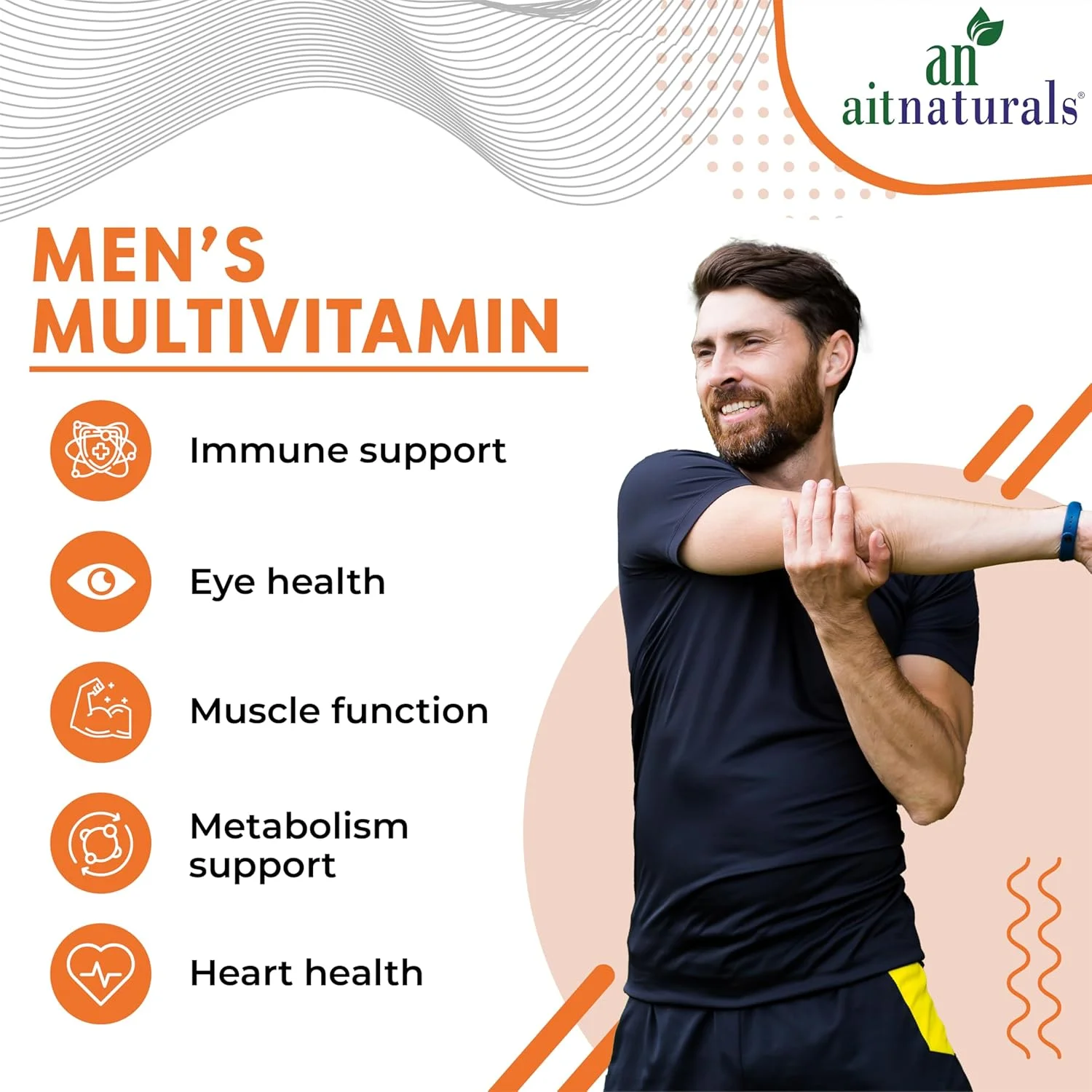 مولتی ویتامین مردانه Aitnaturals - 150 قرص | غنی شده با ویتامین A، C، D، E، K، B12، فولات، آهن، کلسیم، منیزیم، بیوتین، روی و ید | پشتیبانی از سلامت استخوان، عضلات، انرژی و متابولیسم مولتی ویتامین مردانه Aitnaturals - 150 قرص | غنی شده با ویتامین A، C، D، E، K، B12، فولات، آهن، کلسیم، منیزیم، بیوتین، روی و ید | پشتیبانی از سلامت استخوان، عضلات، انرژی و متابولیسم