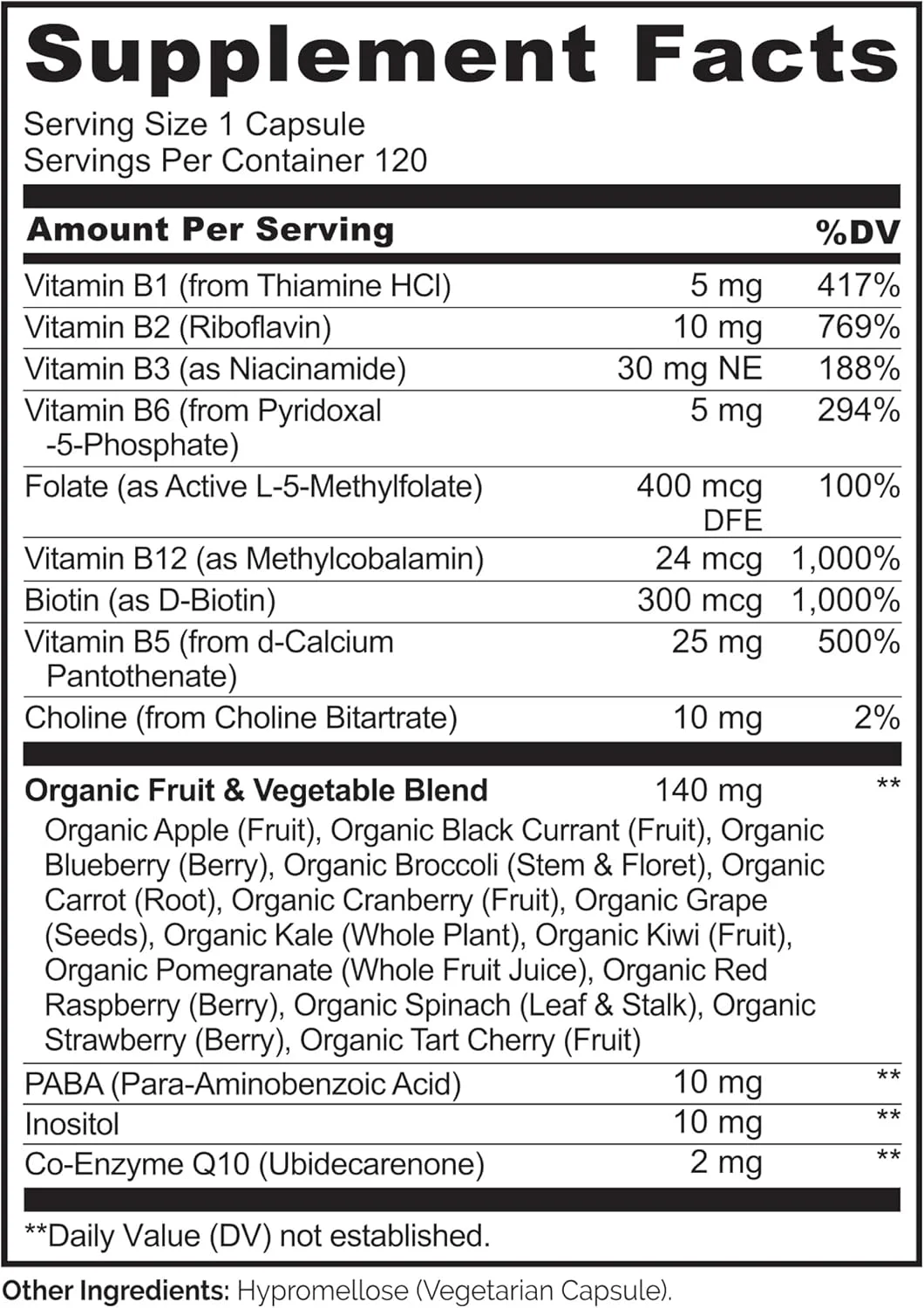 کمپلکس ویتامین B نیچرلُو - غذای کامل - حاوی ویتامین B6، فولات، B12، بیوتین - وگان - گیاهخواری - بهترین مکمل طبیعی برای انرژی و استرس - قدرت بالا - غیر GMO - بدون گلوتن - 120 کپسول