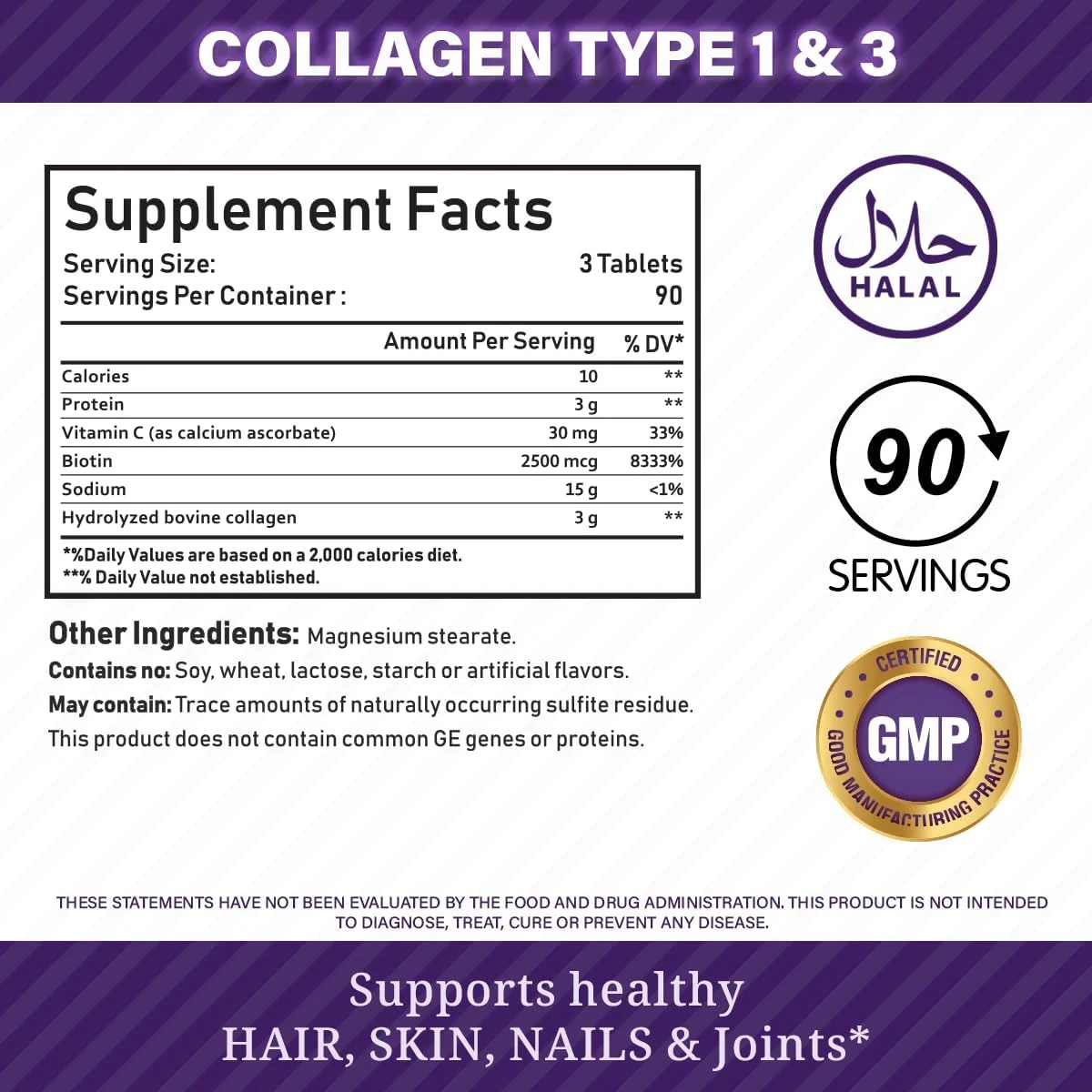 قرص کلاژن سوپر طبیعی NBL - 270 عدد - کلاژن نوع 1 و 3 با ویتامین C و بیوتین - 3 گرم در هر وعده - پشتیبانی از سلامت مو، پوست، ناخن و مفاصل - 90 وعده قرص کلاژن سوپر طبیعی NBL - 270 عدد - کلاژن نوع 1 و 3 با ویتامین C و بیوتین - 3 گرم در هر وعده - پشتیبانی از سلامت مو، پوست، ناخن و مفاصل - 90 وعده