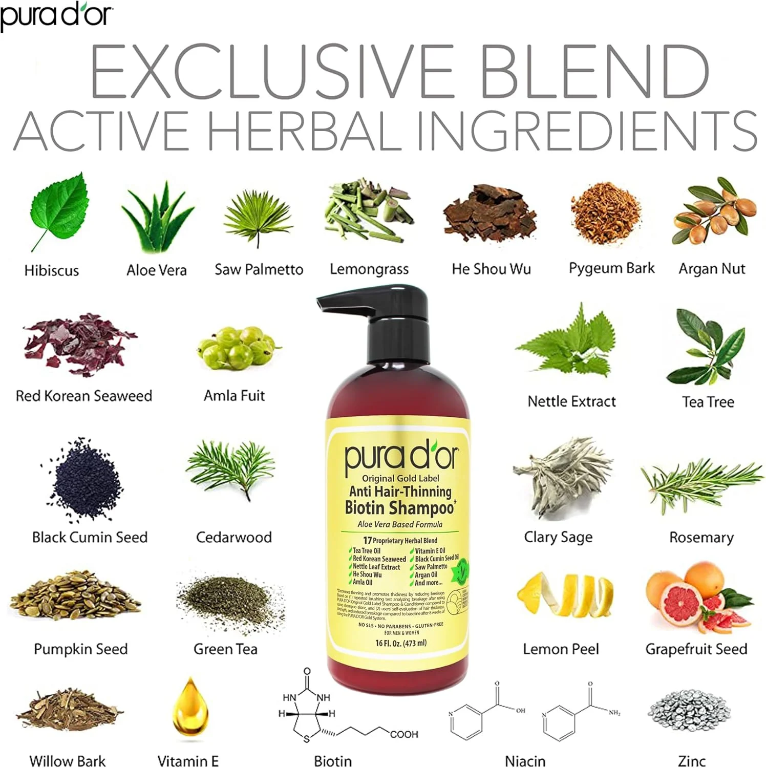 شامپو ضد ریزش مو گلد لیبل اورجینال پورا دور، تست شده بالینی، غنی شده با روغن آرگان، بیوتین و مواد طبیعی، بدون سولفات، مناسب انواع مو، آقایان و بانوان، 473 میلی لیتر (بسته بندی ممکن است متفاوت باشد) شامپو ضد ریزش مو گلد لیبل اورجینال پورا دور، تست شده بالینی، غنی شده با روغن آرگان، بیوتین و مواد طبیعی، بدون سولفات، مناسب انواع مو، آقایان و بانوان، 473 میلی لیتر (بسته بندی ممکن است متفاوت باشد)