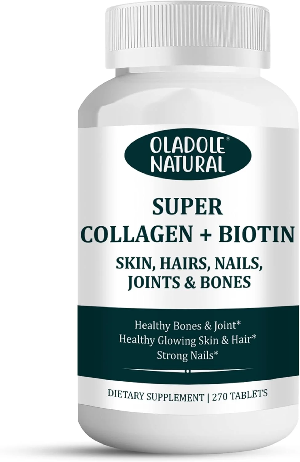 اولادول پپتیدهای سوپر کلاژن طبیعی + ویتامین C و بیوتین، 3 گرم کلاژن در هر وعده، بدون گلوتن، تقویت کننده سلامت مو، زیبایی پوست و استحکام ناخن، مکمل غذایی، 270 قرص