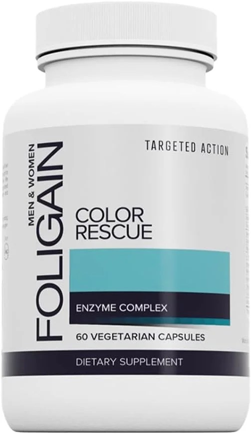 مکمل نجات رنگ مو فولیگن برای موهای خاکستری، مکمل موی سالم، مکمل بیوتین، 60 عدد