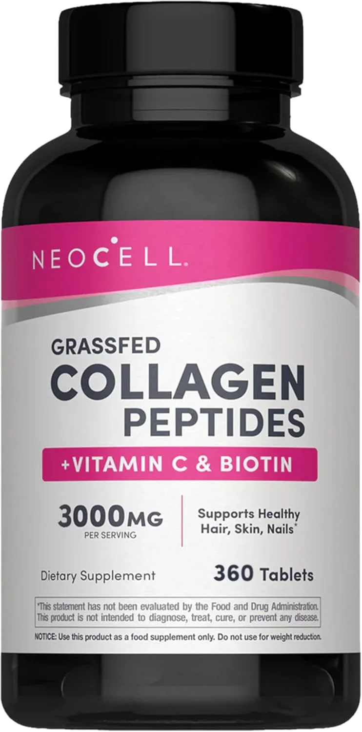 نئوسل سوپر کلاژن + ویتامین C + بیوتین | 6 گرم کلاژن نوع 1 و 3 | 5000 میکروگرم بیوتین | پشتیبانی از سلامت مو، پوست، ناخن و مفاصل | 360 قرص - تامین 2 ماهه (بسته بندی ممکن است متفاوت باشد)