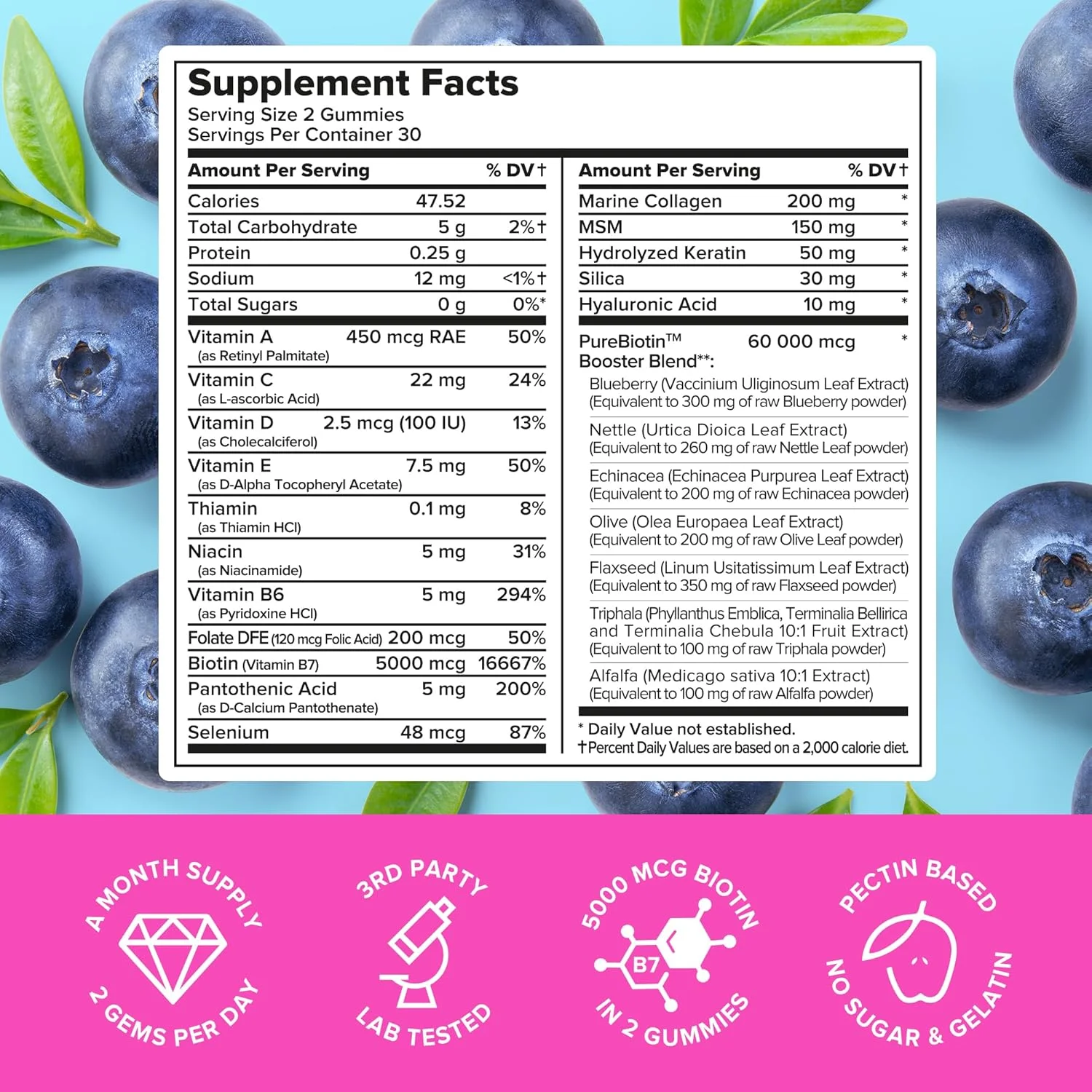 پاستیل های ویتامین B1 تیامین و B7 بیوتین MAREE - کمپلکس ویتامین های A E D C با کراتین، کلاژن، هیالورونیک و پانتوتنیک اسید برای پوست، ناخن و مو