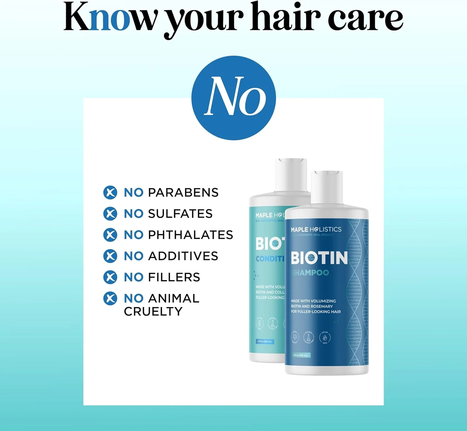 شامپو و نرم کننده حجم دهنده بیوتین - شامپو مرطوب کننده برای موهای نازک و ریزش مو - شامپو و نرم کننده فاقد سولفات برای رشد مو با روغن آرگان و روغن جوجوبا برای خارش پوست سر