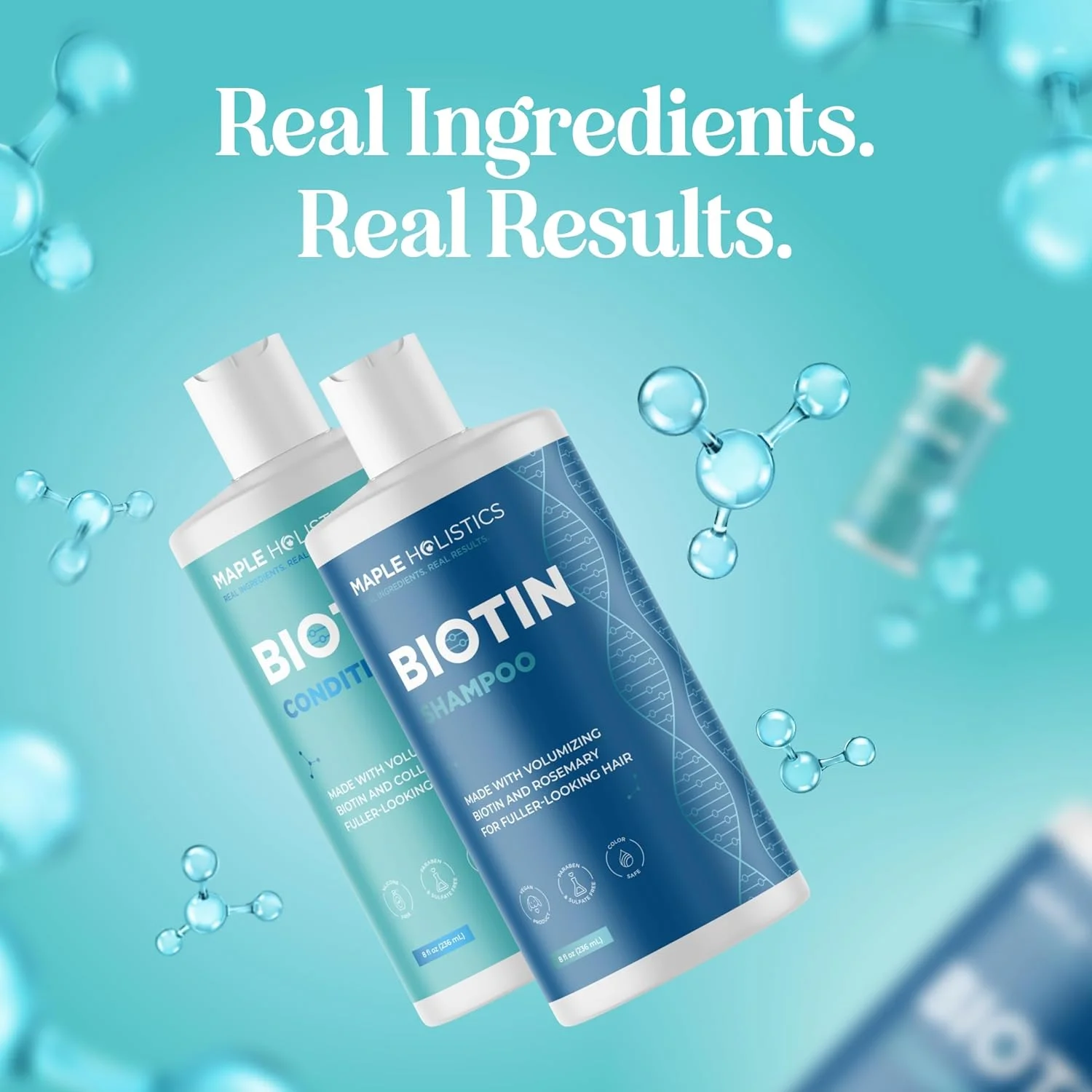 شامپو و نرم کننده حجم دهنده بیوتین - شامپو مرطوب کننده برای موهای نازک و ریزش مو - شامپو و نرم کننده فاقد سولفات برای رشد مو با روغن آرگان و روغن جوجوبا برای خارش پوست سر