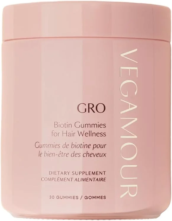 پاستیل های بیوتین VEGAMOUR GRO برای مو، طعم توت فرنگی، 30 عدد