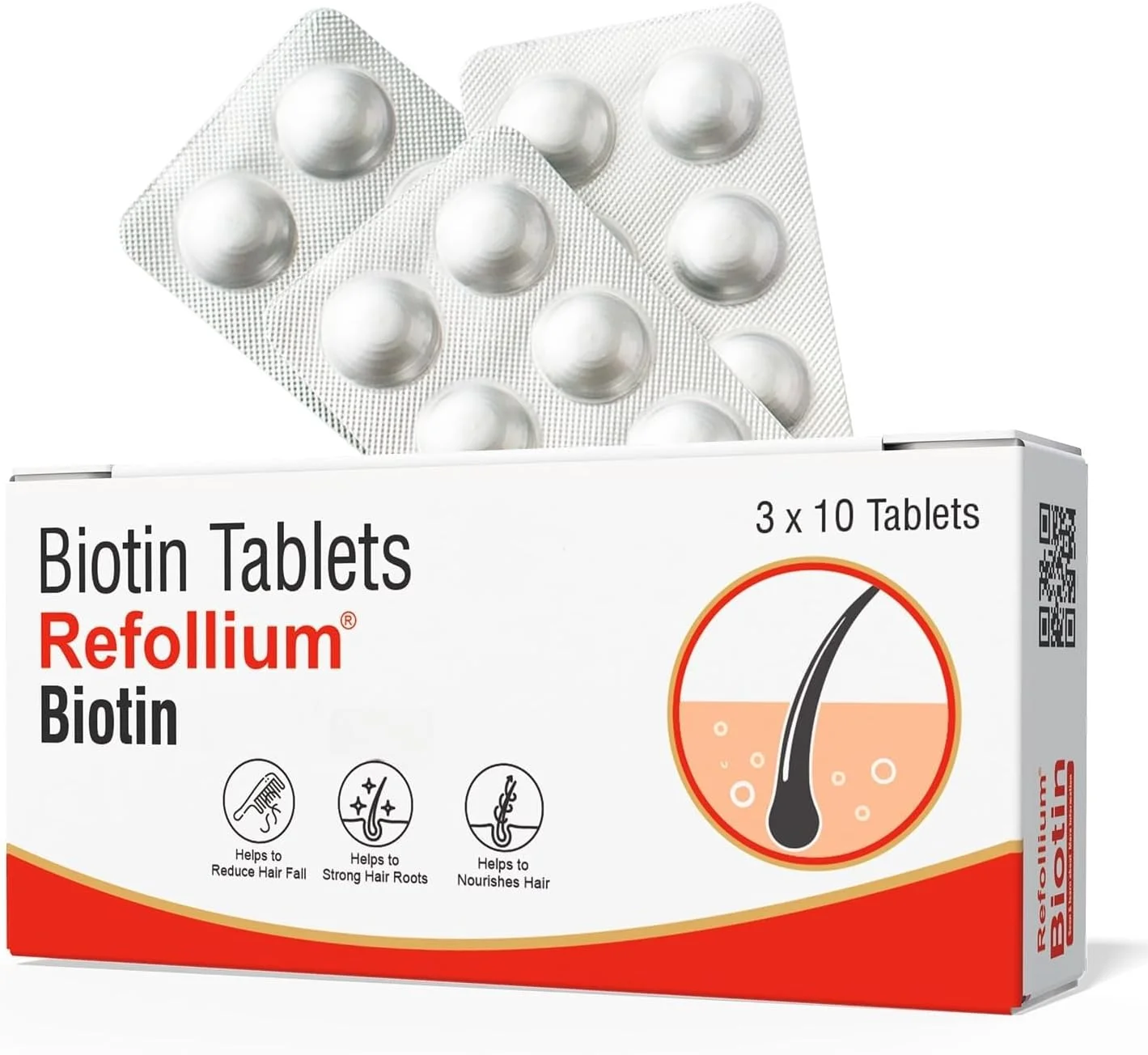 رفولیوم بیوتین با حداکثر قدرت برای رشد مو و کنترل ریزش مو (روزی یک قرص بعد از غذا) (تامین یک ماهه) (1 بسته بیوتین - (30 قرص))