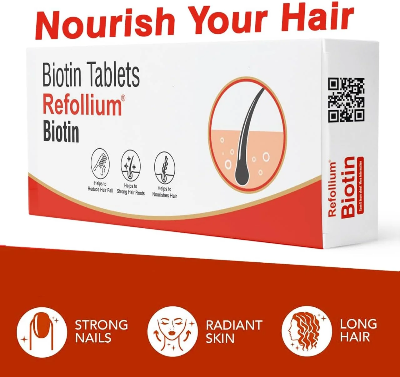 رفولیوم بیوتین با حداکثر قدرت برای رشد مو و کنترل ریزش مو (روزی یک قرص بعد از غذا) (تامین یک ماهه)