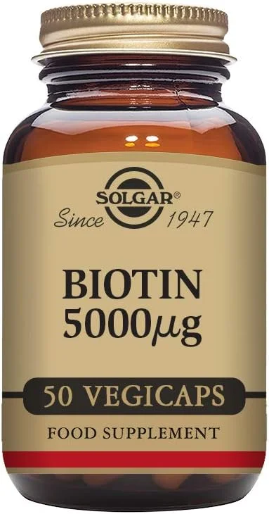 Solgar Biotin 5000 μg | 50 Vegicaps | پشتیبانی از سلامت پوست، مو و ناخن | کمک به متابولیسم انرژی | وگان، غیر GMO