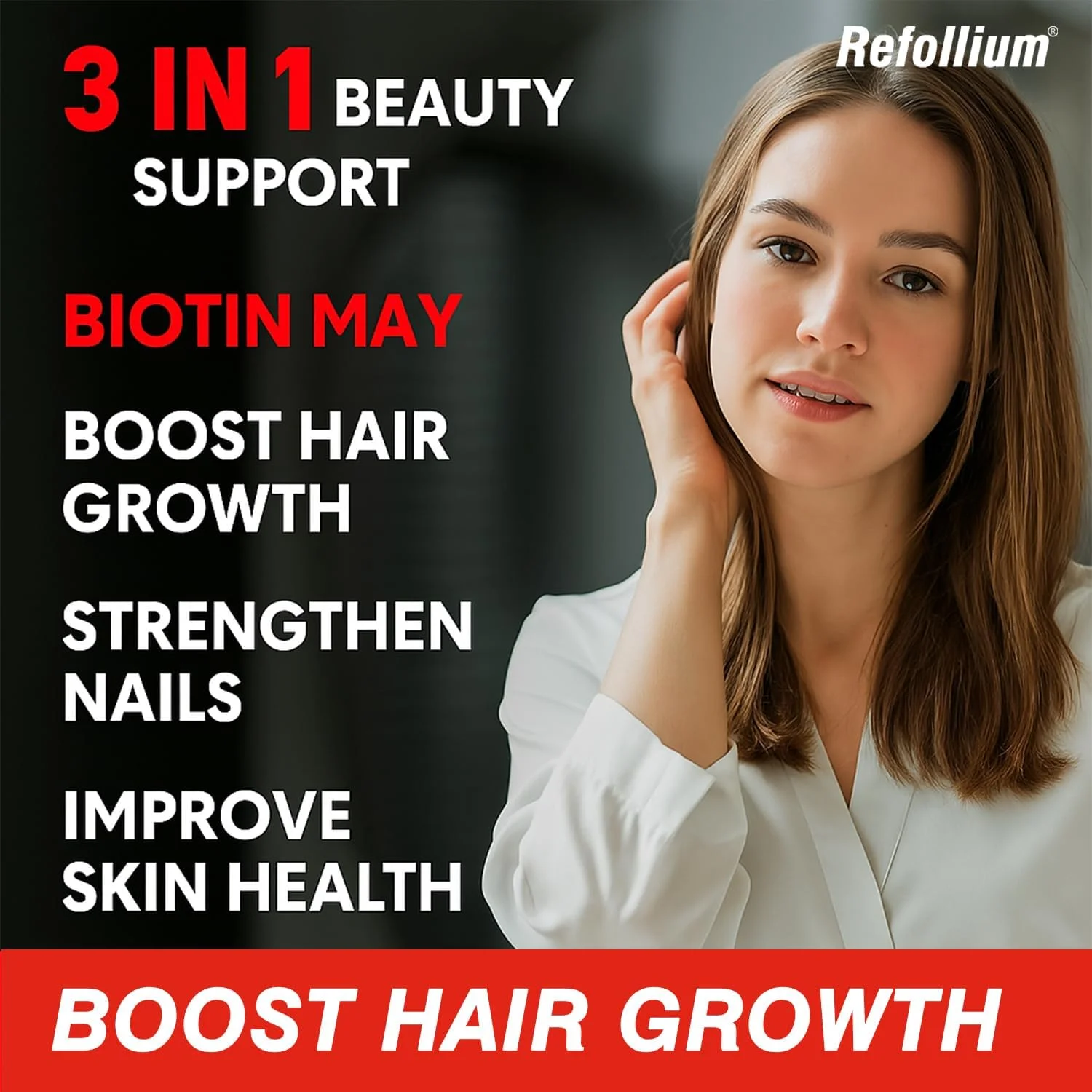 رفولیوم بیوتین با حداکثر قدرت برای رشد مو و کنترل ریزش مو (روزی یک قرص بعد از غذا) (تامین یک ماهه)