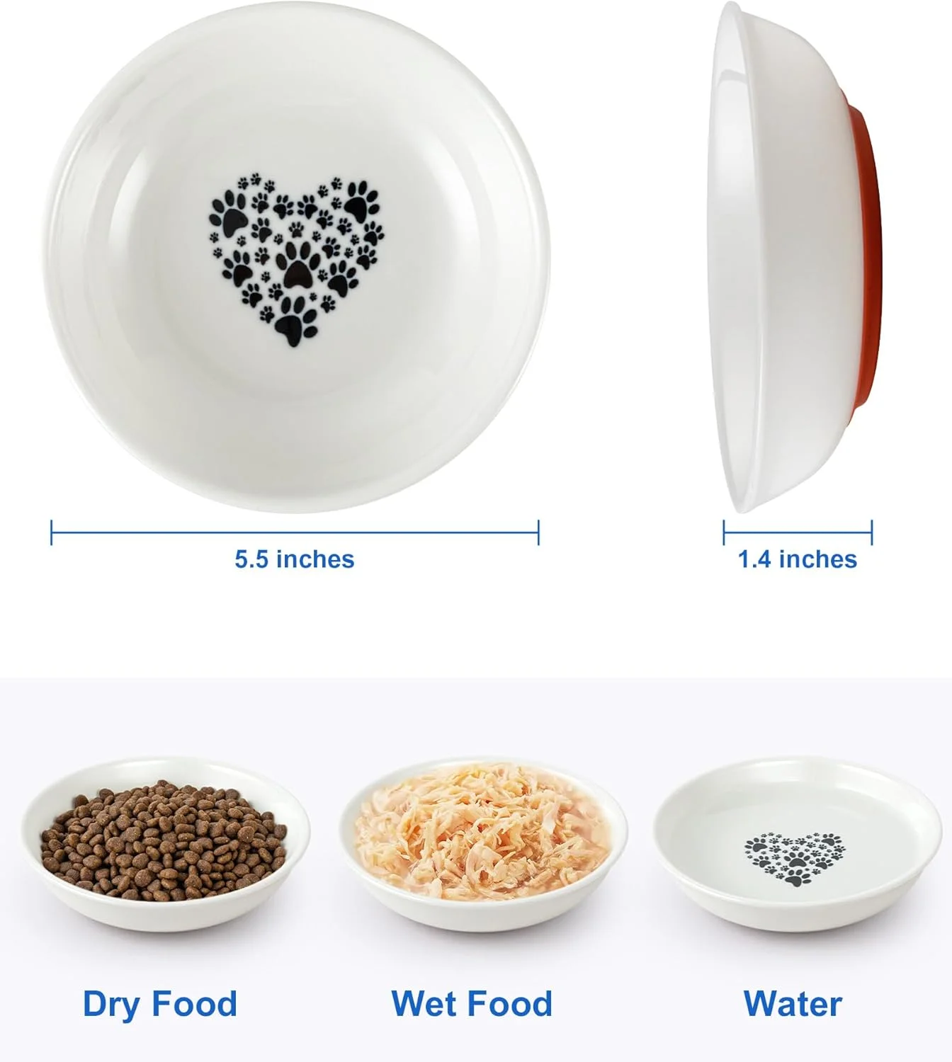 ظرف غذای سرامیکی گربه ZYUTONG، ضد لغزش، ظرف غذای کم عمق برای جلوگیری از خستگی سبیل گربه، بشقاب گربه تخت 5.5 اینچی برای غذای مرطوب (3 عدد ظرف گربه) ظرف غذای سرامیکی گربه ZYUTONG، ضد لغزش، ظرف غذای کم عمق برای جلوگیری از خستگی سبیل گربه، بشقاب گربه تخت 5.5 اینچی برای غذای مرطوب (3 عدد ظرف گربه)