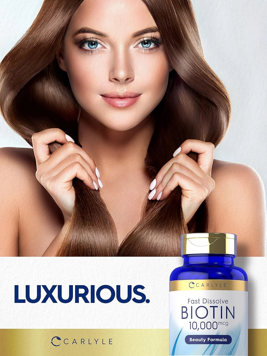 کارلایل بیوتین 10000 میکروگرم | 250 قرص سریع حل شونده | حداکثر قدرت | مکمل مو، پوست و ناخن | گیاهی، غیر GMO، بدون گلوتن | توسط کارلایل