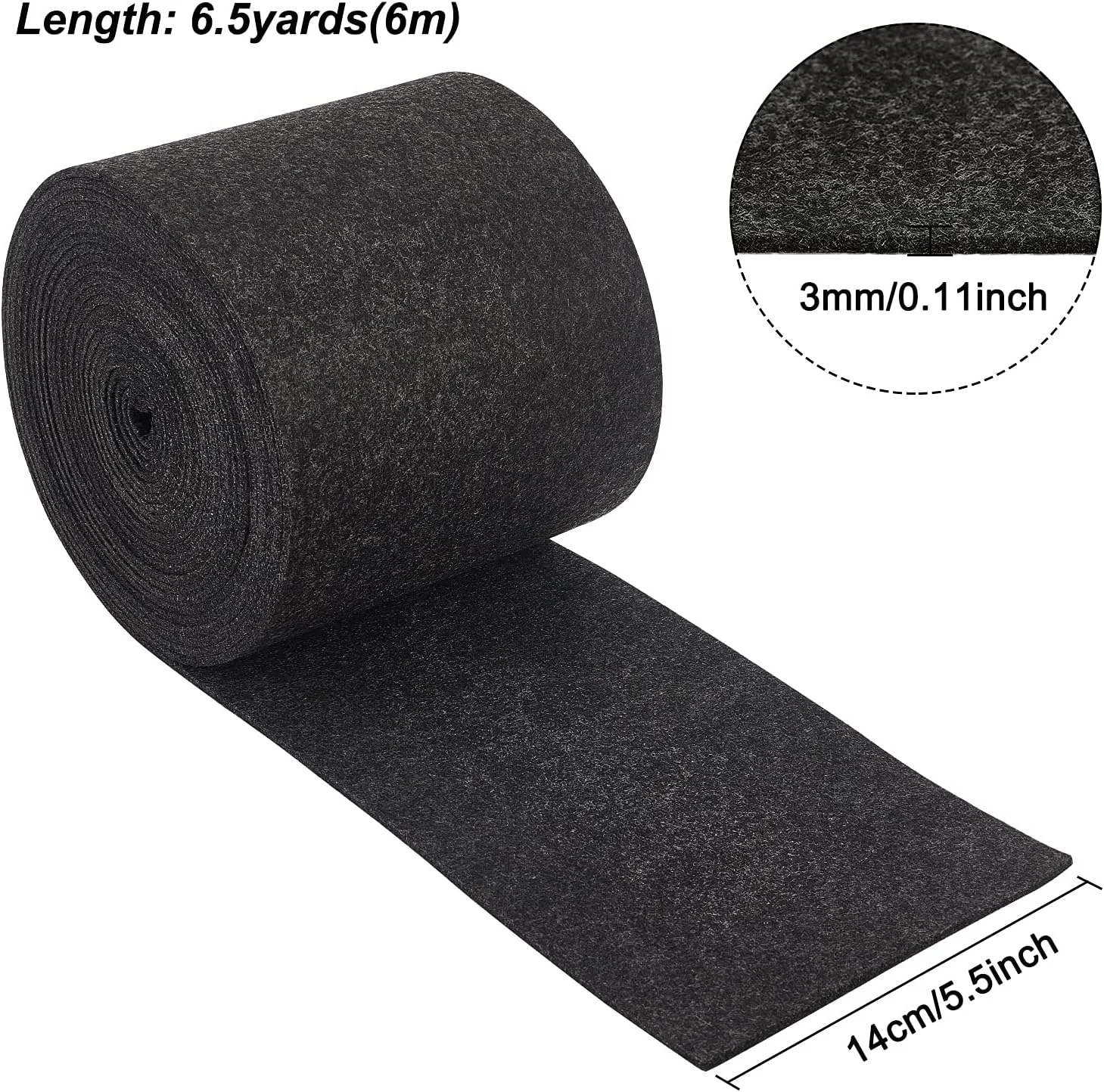 BENECREAT 19.7ftx5.5" Felt Fabric Craft Nonwoven Felt Slate Gray Roll Padding Felt Fabric for Cushion, DIY Craft, Patchwork Sewing, 3mm Thick