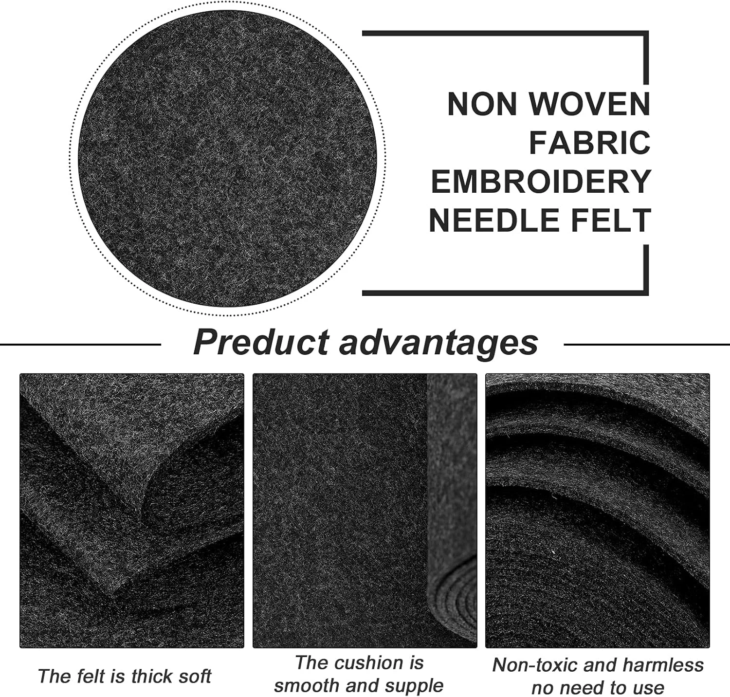 BENECREAT 19.7ftx5.5" Felt Fabric Craft Nonwoven Felt Slate Gray Roll Padding Felt Fabric for Cushion, DIY Craft, Patchwork Sewing, 3mm Thick