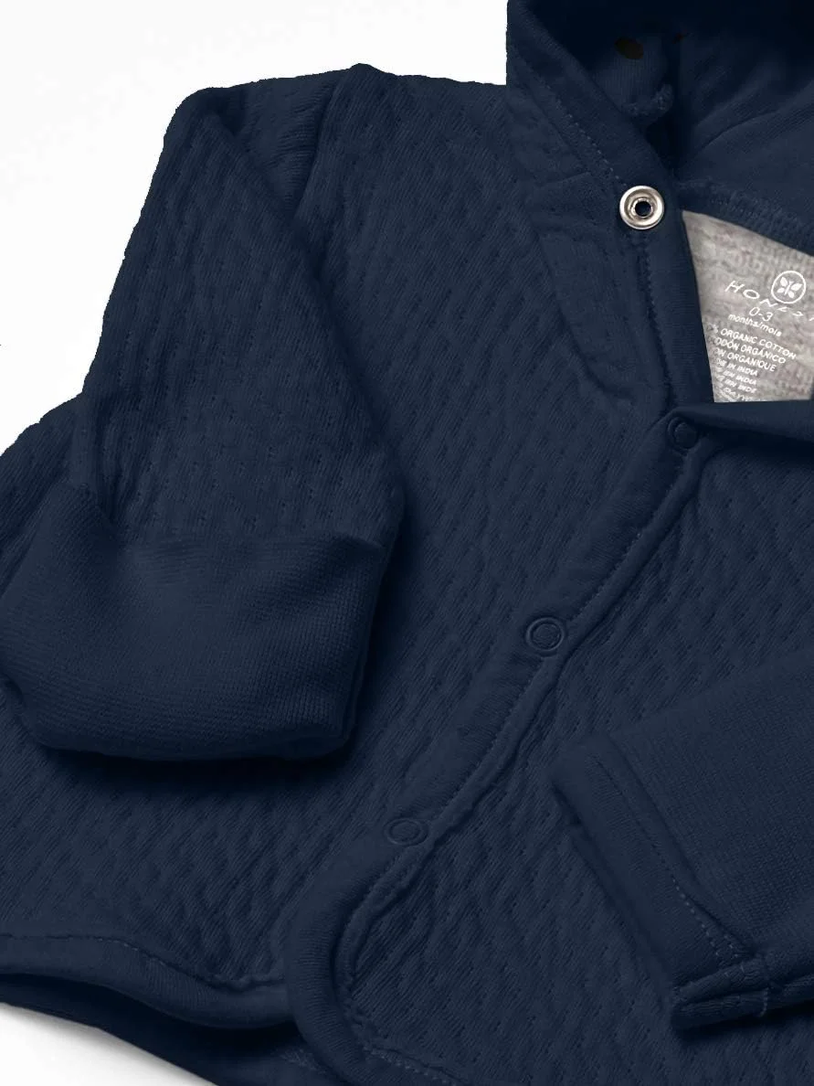 ژاکت کلاه دار دکمه دار پسرانه HonestBaby از جنس پنبه ارگانیک ماتلاسه ژاکت کلاه دار دکمه دار پسرانه HonestBaby از جنس پنبه ارگانیک ماتلاسه