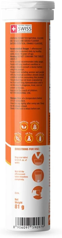 تقویت کننده پیشرفته سیستم ایمنی حاوی ویتامین C، D3 و زینک - 20 قرص جوشان - طعم پرتقال