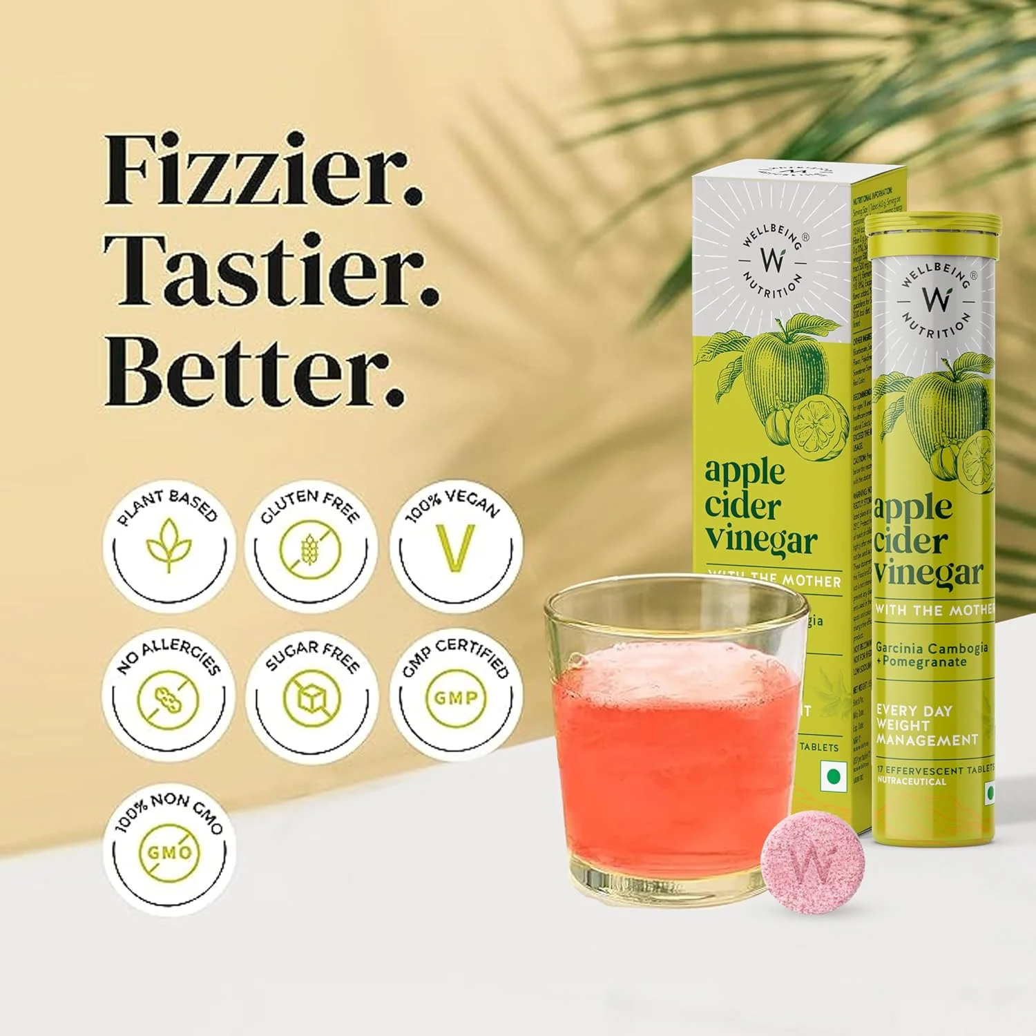 قرص جوشان سرکه سیب Wellbeing Nutrition برای کاهش وزن با گارسینیا کامبوجیا و انار | مدیریت وزن، سلامت روده، پشتیبانی از هضم، افزایش متابولیسم - 17 عدد