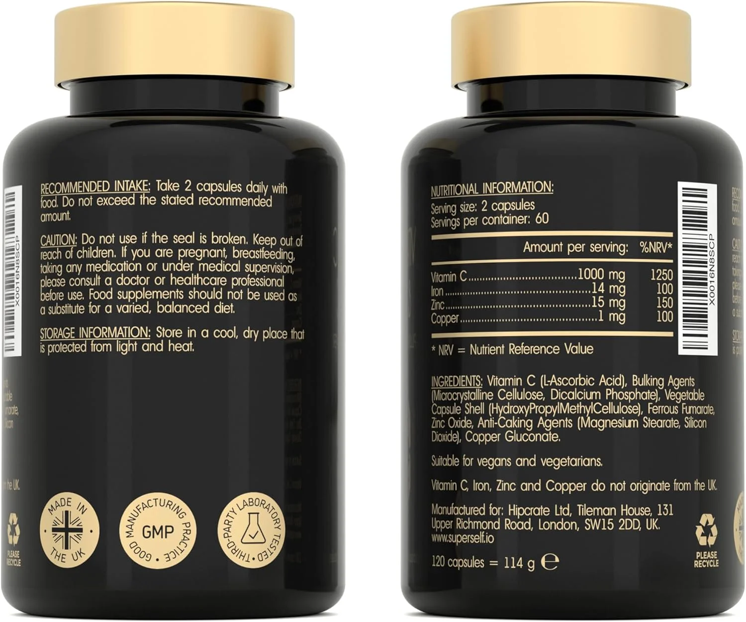 قرص های ویتامین C و زینک - 1000 میلی گرم ویتامین C تقویت شده با زینک، آهن، مس با قدرت بالا - 120 کپسول با بلع آسان - مکمل ویتامین C کمپلکس سیستم ایمنی وگان با جذب برتر