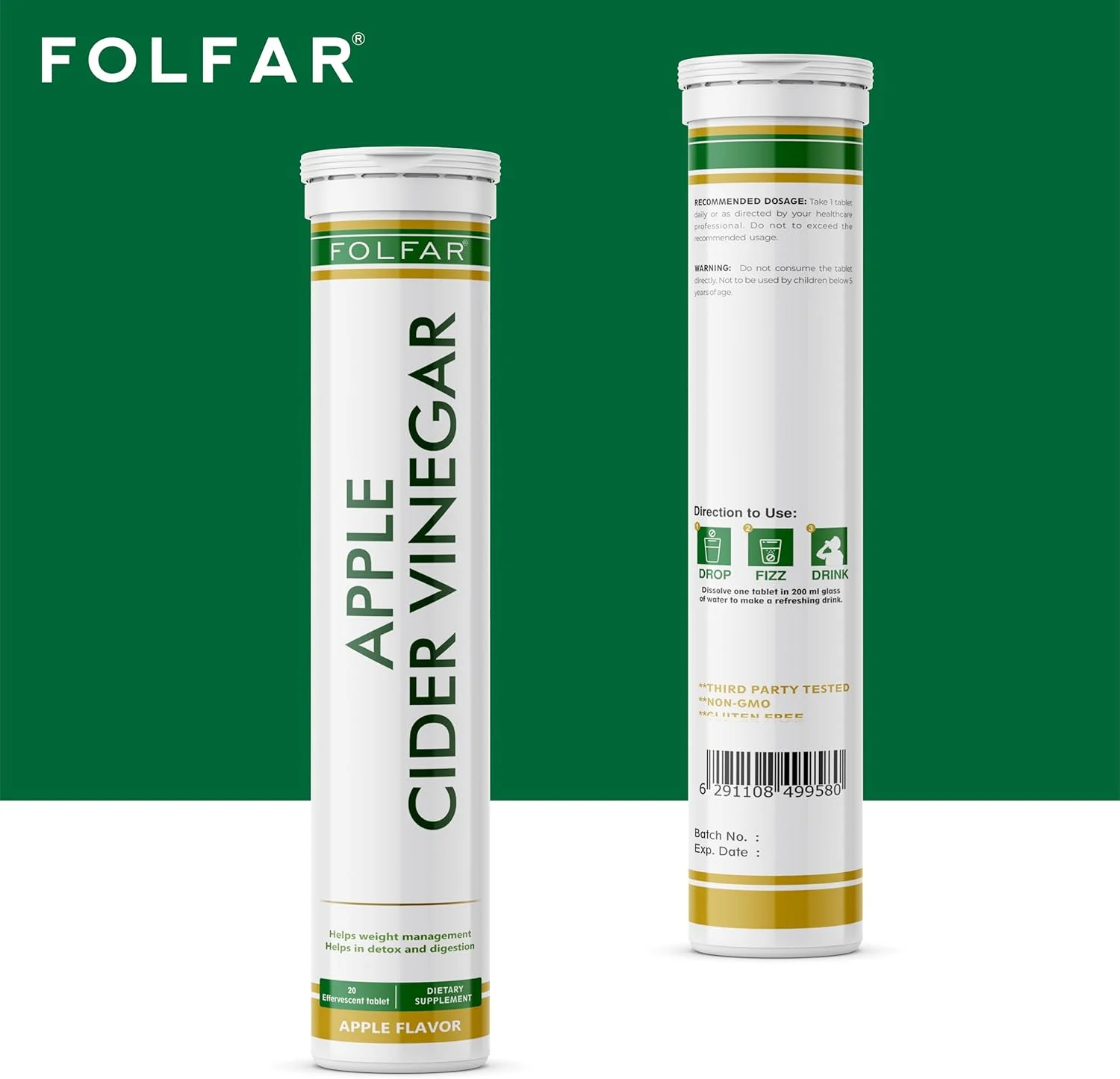 قرص جوشان سرکه سیب Folfar با انار، ویتامین C، B6 و B12 - بسته 4 عددی | پشتیبانی از مدیریت وزن، سم زدایی، هضم و سلامت روده | بدون شکر افزوده