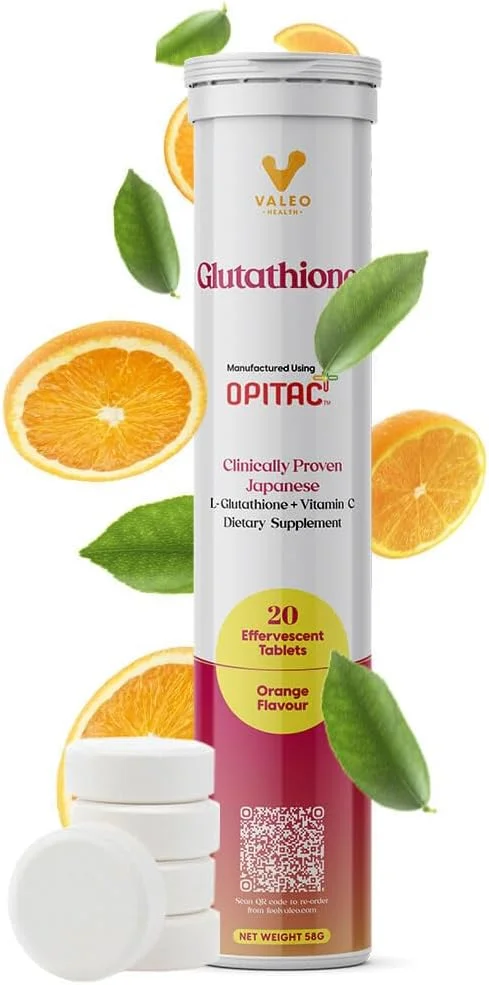 قرص جوشان گلوتاتیون والئو - 500 میلی گرم گلوتاتیون OPITAC ژاپنی با ویتامین C، روی، ALA و سلنیوم | روشن کننده پوست، سم زدایی و پشتیبانی از سیستم ایمنی | وگان، بدون قند - 20 قرص