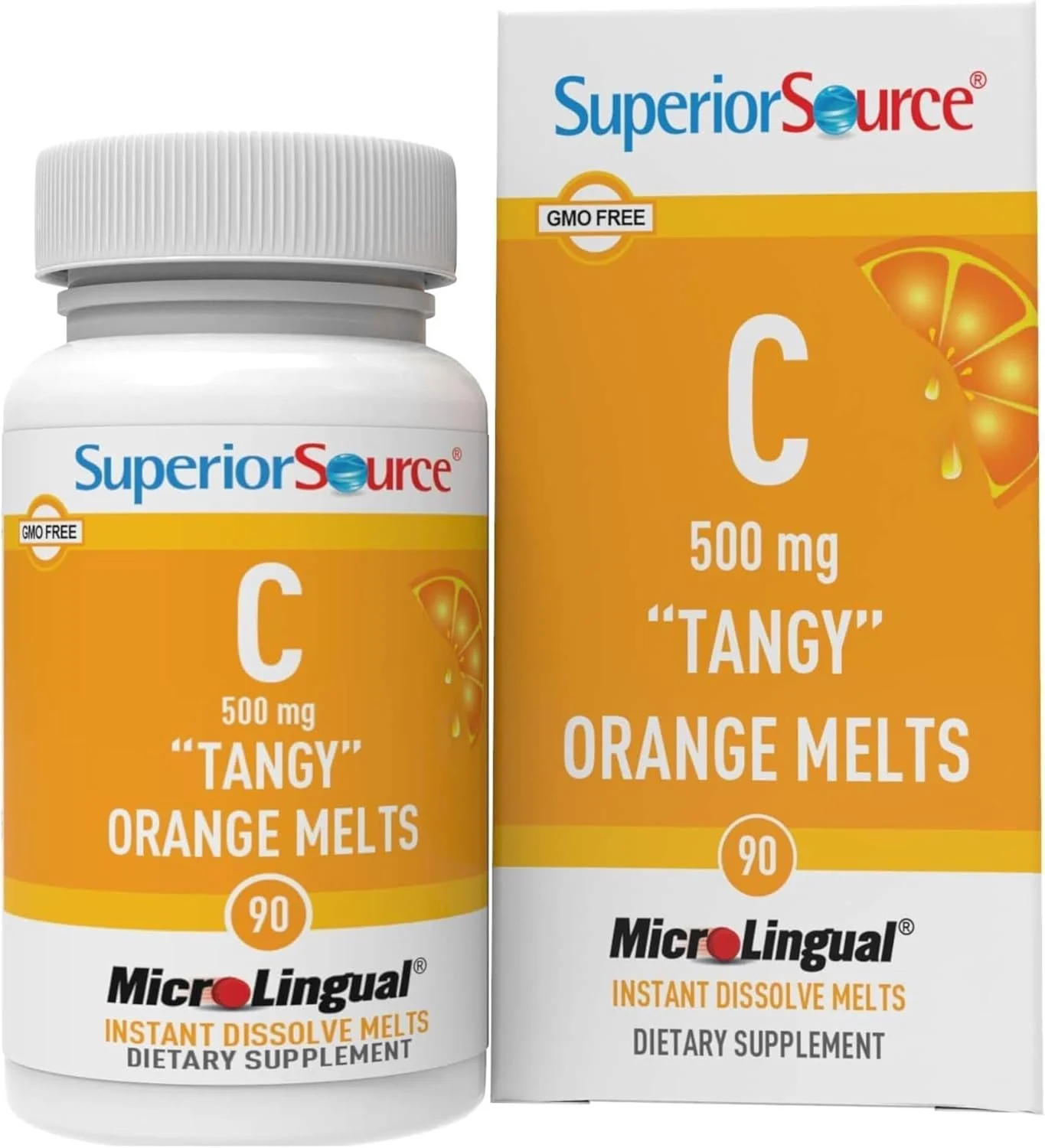 قرص های ویتامین C 500 میلی گرمی با طعم پرتقال تند Superior Source - مکمل ویتامین روزانه برای حمایت از سلامت سیستم ایمنی - فرمول ویتامین C کمک به سلامت سلول ها - 90 قرص زیر زبانی حل شونده