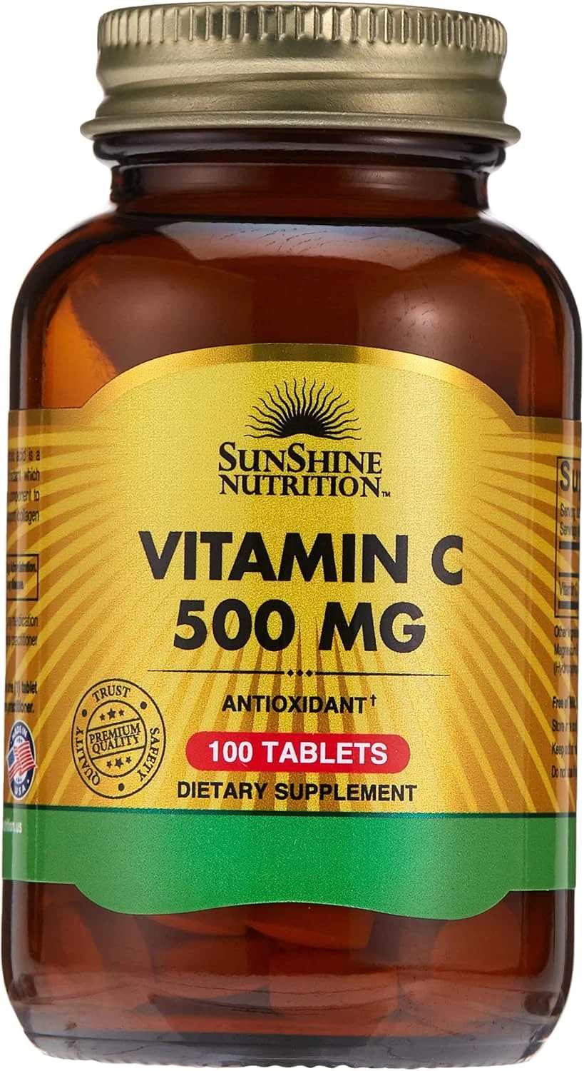 سان شاین نوتریشن ویتامین C 500 میلی گرم، 100 قرص | آنتی اکسیدان | بدون گلوتن | مکمل غذایی