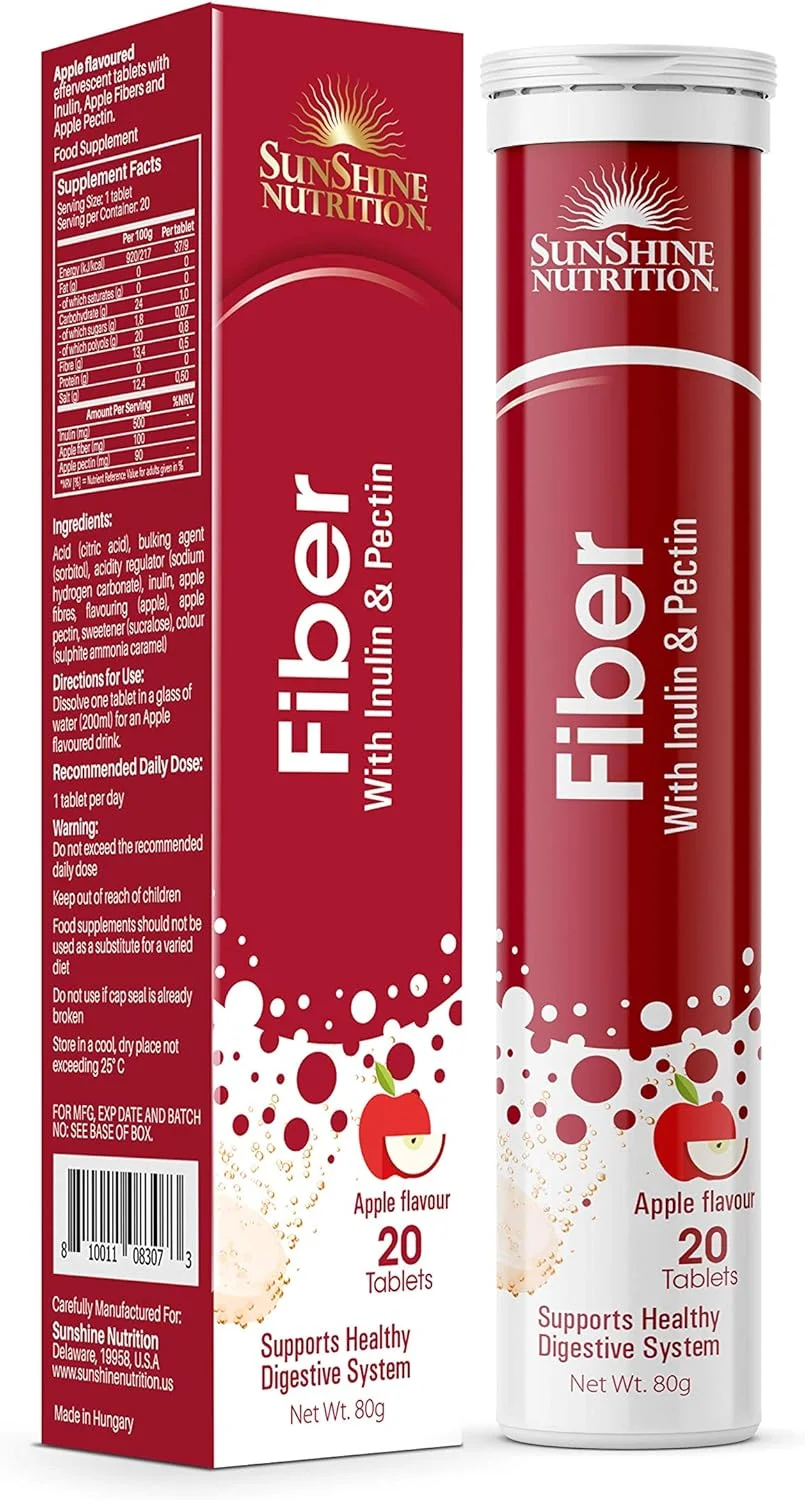 قرص جوشان فیبر سان شاین نوتریشن 20 عدد | حاوی اینولین و پکتین | برای سیستم گوارشی سالم | طعم سیب | 80 گرم قرص جوشان فیبر سان شاین نوتریشن 20 عدد | حاوی اینولین و پکتین | برای سیستم گوارشی سالم | طعم سیب | 80 گرم