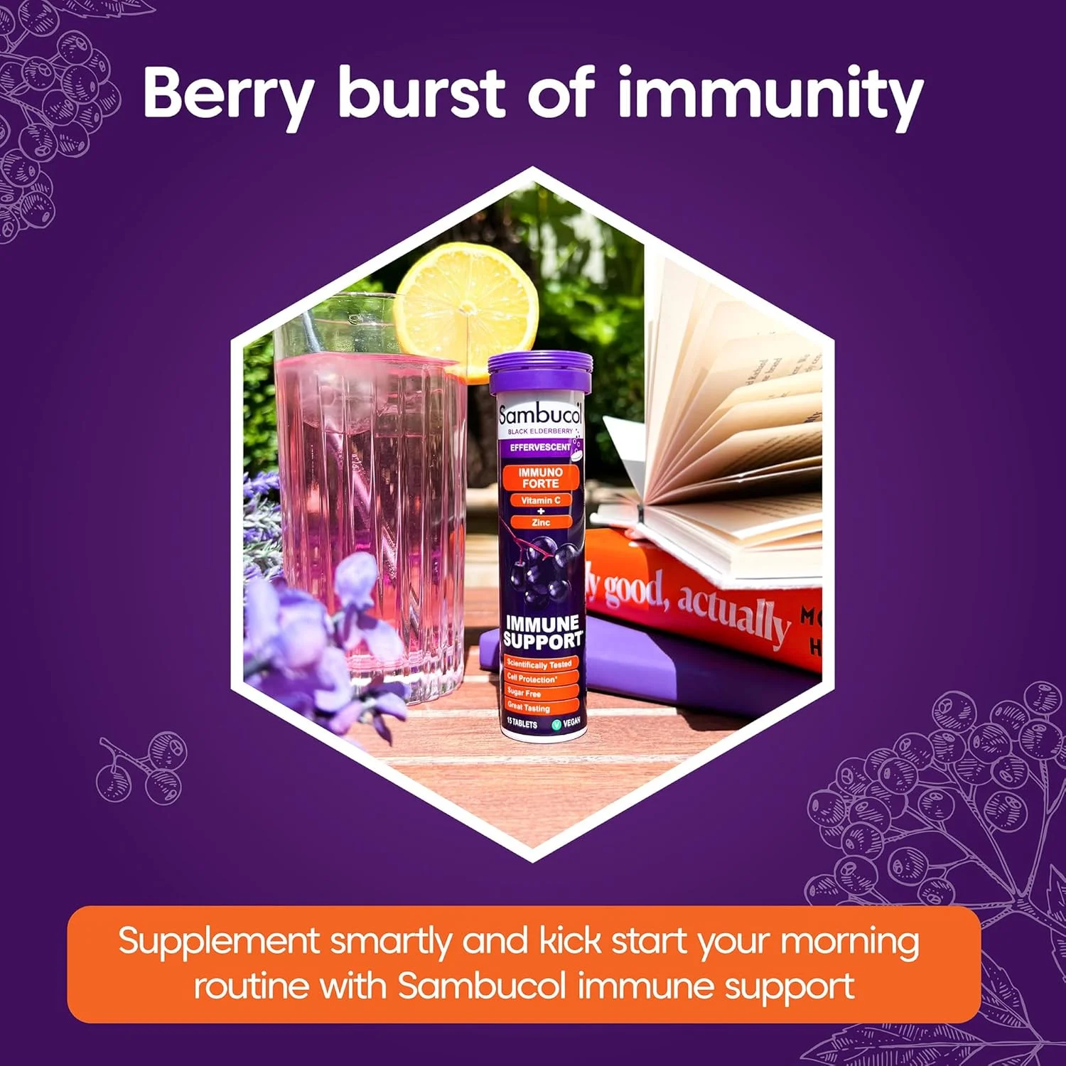 قرص جوشان ایمونو فورته الدرberry سیاه سامبوکول، ویتامین C، روی، تقویت کننده سیستم ایمنی، 15 عدد قرص جوشان ایمونو فورته الدرberry سیاه سامبوکول، ویتامین C، روی، تقویت کننده سیستم ایمنی، 15 عدد