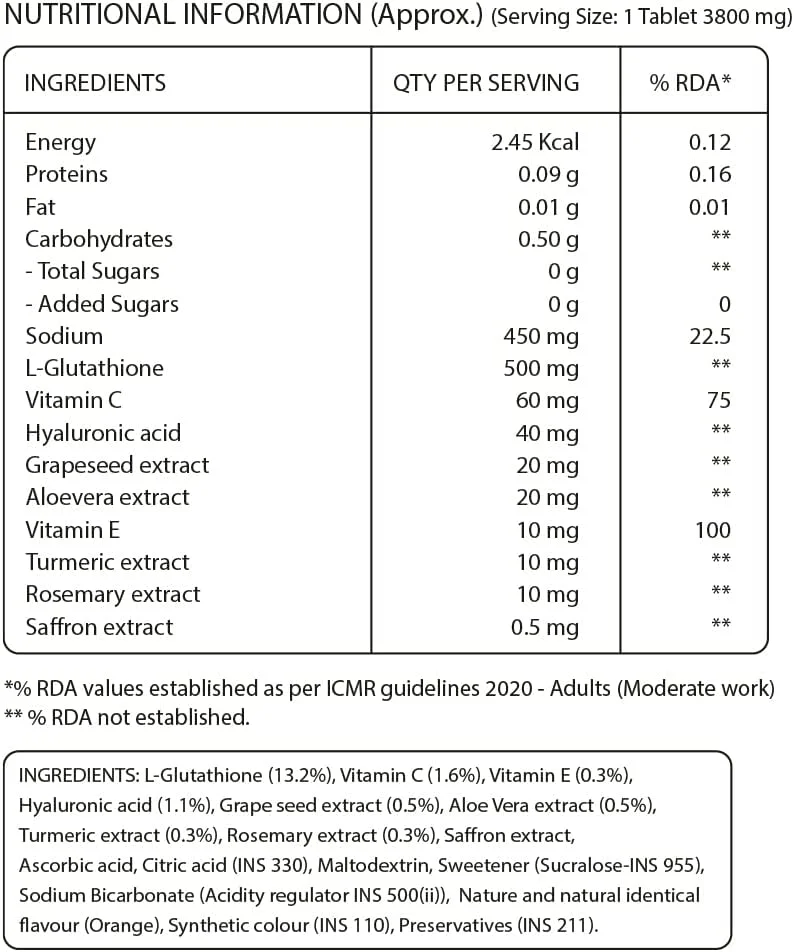 قرص جوشان ال-گلوتاتیون 600 میلی گرم پیور نوتریشن، حاوی ویتامین C و زعفران | آنتی اکسیدان ضد پیری برای پوست شفاف و درخشان، مناسب آقایان و بانوان | طعم پرتقال