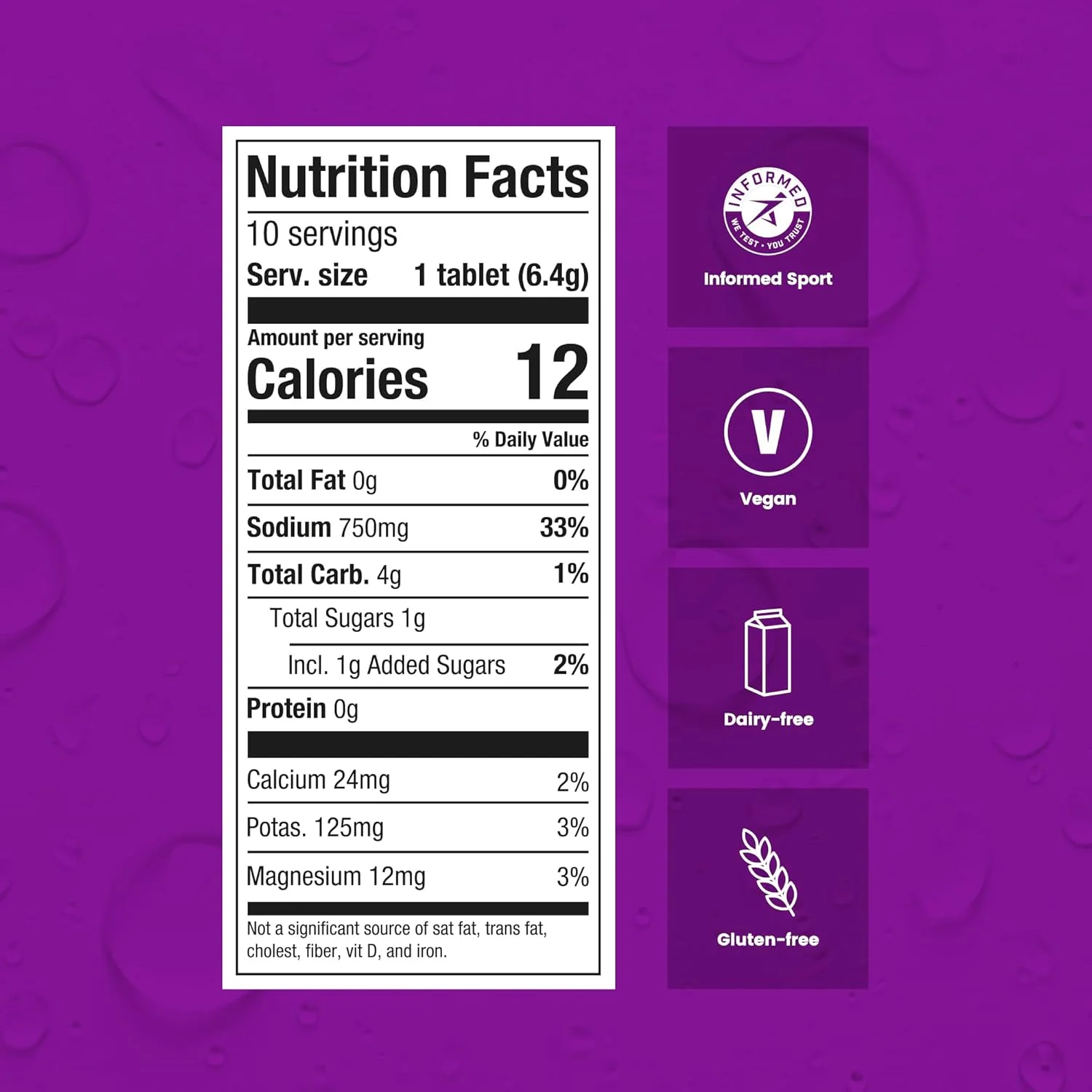 نوشیدنی الکترولیتی آبرسان لایت Precision Hydration - قرص های جوشان آبرسانی با قدرت چندگانه - مبارزه با گرفتگی عضلات - کم کالری، بدون گلوتن، مناسب برای گیاهخواران (12 تیوب، 1500 میلی گرم در لیتر - تیوب بنفش)