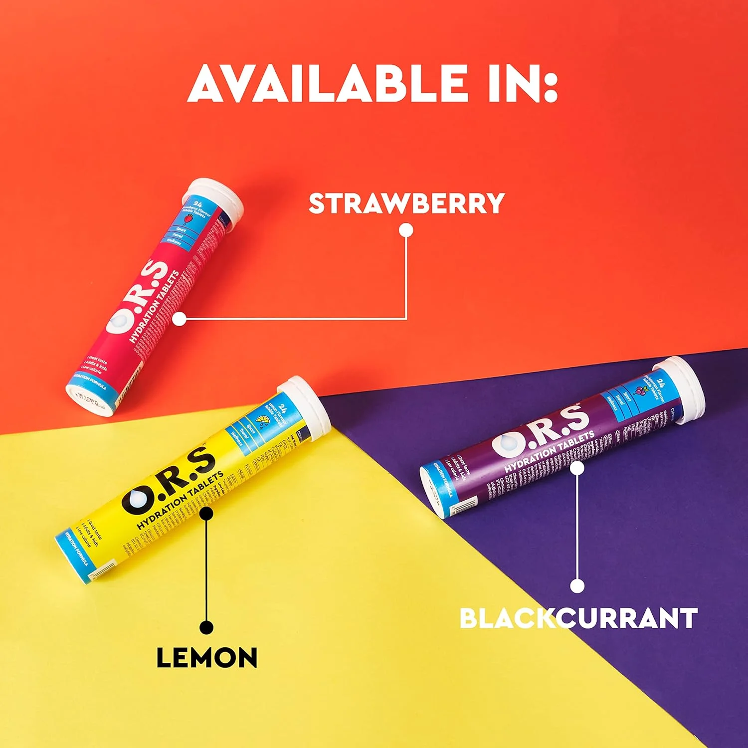 قرص های آبرسان O.R.S حاوی الکترولیت، فرمول وگان، بدون گلوتن و لاکتوز - طعم انگور فرنگی سیاه طبیعی، 96 عدد (بسته 4 عددی 24 تایی)