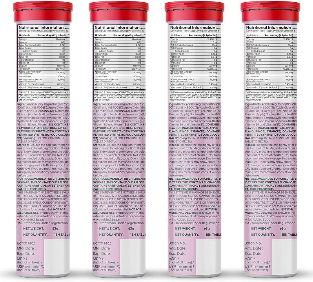 قرص جوشان ال-کارنیتین و سرکه سیب پلیکس - THE PLANT FIX، کمک به تبدیل چربی به انرژی | 15 قرص، بسته 4 عددی | با طعم سیب و دارچین | پشتیبانی از چربی سوزی | نوشیدنی کاهش وزن برای زنان و مردان