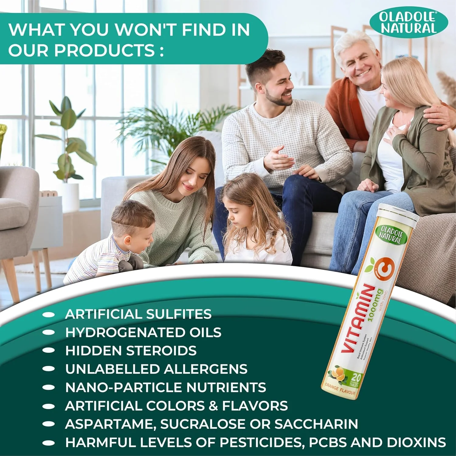 قرص جوشان ویتامین C طبیعی اولادل + زینک با طعم پرتقال - 1000 میلی گرم (20 عدد) | پشتیبانی از سیستم ایمنی، افزایش آنتی اکسیدان، تولید کلاژن، سلامت پوست | فرمول غیر GMO و بدون گلوتن قرص جوشان ویتامین C طبیعی اولادل + زینک با طعم پرتقال - 1000 میلی گرم (20 عدد) | پشتیبانی از سیستم ایمنی، افزایش آنتی اکسیدان، تولید کلاژن، سلامت پوست | فرمول غیر GMO و بدون گلوتن