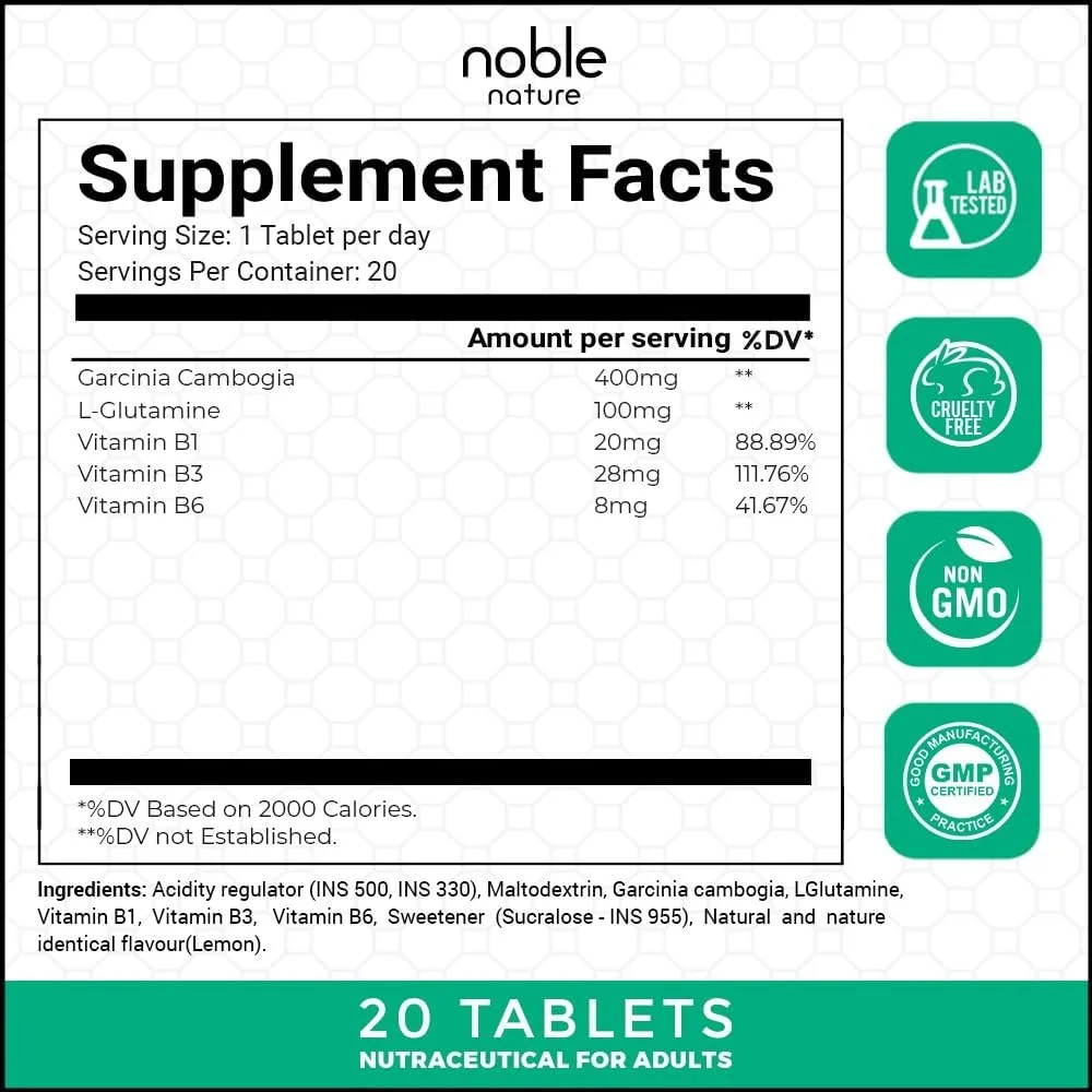 قرص جوشان کتو گورو نوبل نیچر حاوی گارسینیا کامبوجیا، ال-گلوتامین، ویتامین B1، B3، B6 - 60 عدد، غیر تراریخته، تست شده در آزمایشگاه، بدون تست حیوانی، دارای گواهینامه GMP