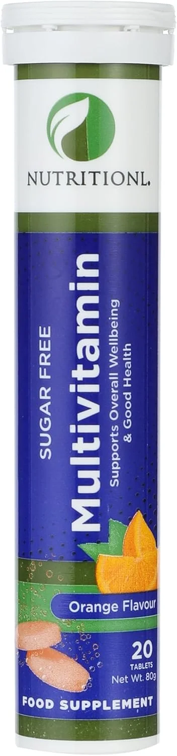 مکمل غذایی مولتی ویتامین | برای حمایت از سلامتی کلی و تندرستی | بدون شکر | بدون مواد نگهدارنده اضافه شده | طعم پرتقال | 20 قرص