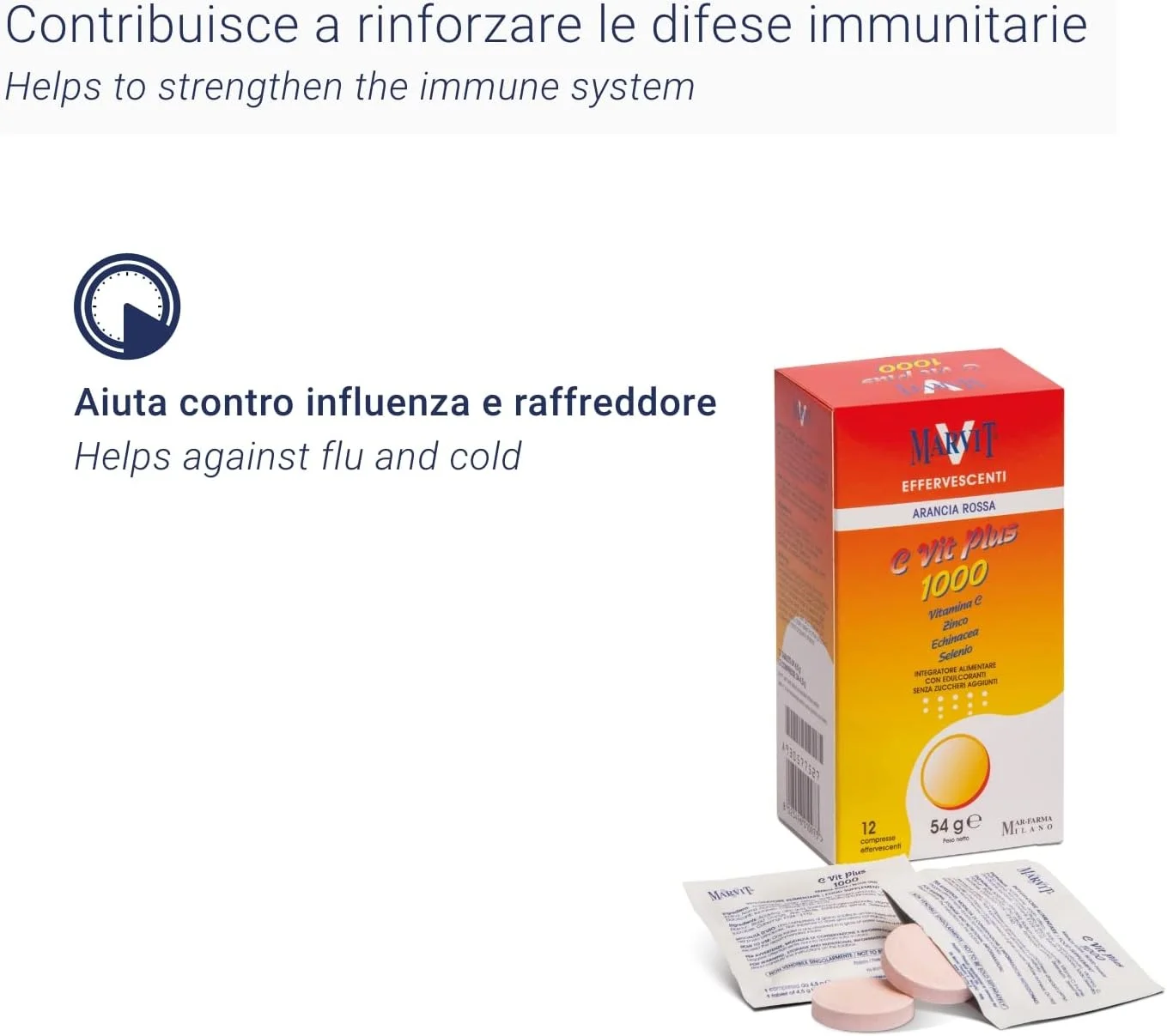 قرص جوشان ویتامین ث پلاس پرتقالی مار-فارما (1000 میلی گرم، 54 گرم) قرص جوشان ویتامین ث پلاس پرتقالی مار-فارما (1000 میلی گرم، 54 گرم)