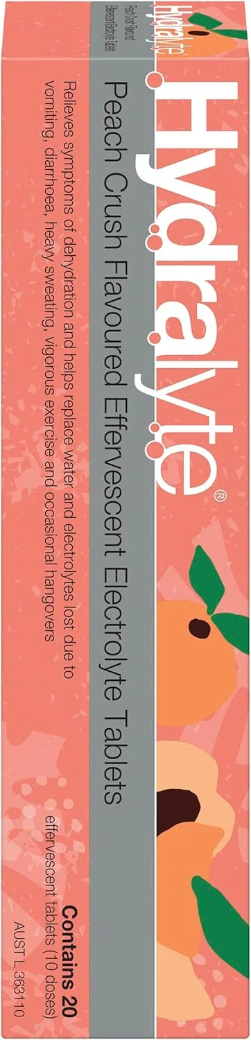 قرص جوشان الکترولیت با طعم هلو Hydralyte، 20 عدد