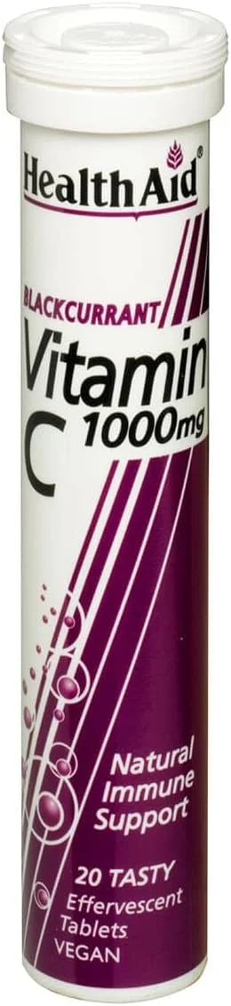 قرص جوشان ویتامین ث 1000 میلی گرم HealthAid - با طعم بلک کارنت - 20 عدد قرص جوشان ویتامین ث 1000 میلی گرم HealthAid - با طعم بلک کارنت - 20 عدد