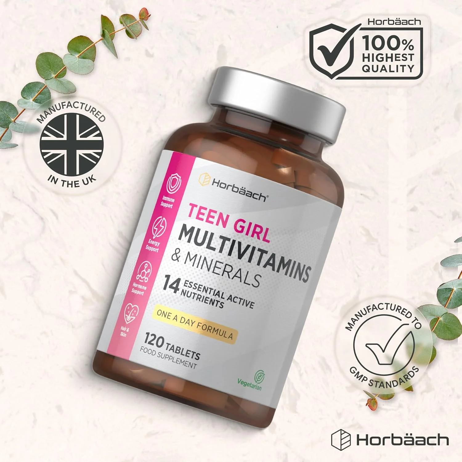 مولتی ویتامین دخترانه هورباخ | 120 قرص | پشتیبانی از سیستم ایمنی | حاوی ویتامین های ضروری B، آهن، کلسیم و موارد دیگر! | برای دختران جوان 13 تا 19 سال | گیاهی | بدون مواد نگهدارنده مصنوعی مولتی ویتامین دخترانه هورباخ | 120 قرص | پشتیبانی از سیستم ایمنی | حاوی ویتامین های ضروری B، آهن، کلسیم و موارد دیگر! | برای دختران جوان 13 تا 19 سال | گیاهی | بدون مواد نگهدارنده مصنوعی