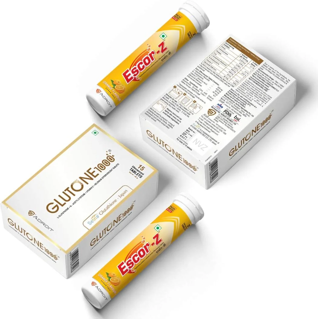 مجموعه ترکیبی گلوتون 1000 و اسکور-زد | قرص های جوشان ال-گلوتاتیون و ویتامین C | پوست سالم | بسته 15 (2) + 20 (2) عددی (طعم پرتقال) مجموعه ترکیبی گلوتون 1000 و اسکور-زد | قرص های جوشان ال-گلوتاتیون و ویتامین C | پوست سالم | بسته 15 (2) + 20 (2) عددی (طعم پرتقال)