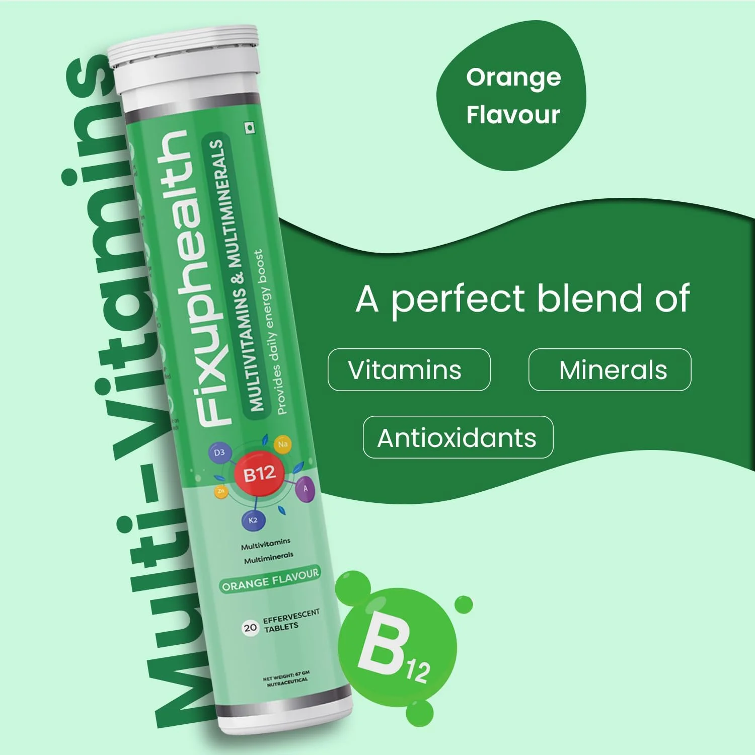 قرص های مولتی ویتامین و مولتی مینرال FIXUPHEALTH، برای مردان و زنان با ویتامین ها و مواد معدنی مغذی، قرص های جوشان سلامت و تندرستی با طعم پرتقال - (20 قرص، بسته 3 عددی) قرص های مولتی ویتامین و مولتی مینرال FIXUPHEALTH، برای مردان و زنان با ویتامین ها و مواد معدنی مغذی، قرص های جوشان سلامت و تندرستی با طعم پرتقال - (20 قرص، بسته 3 عددی)