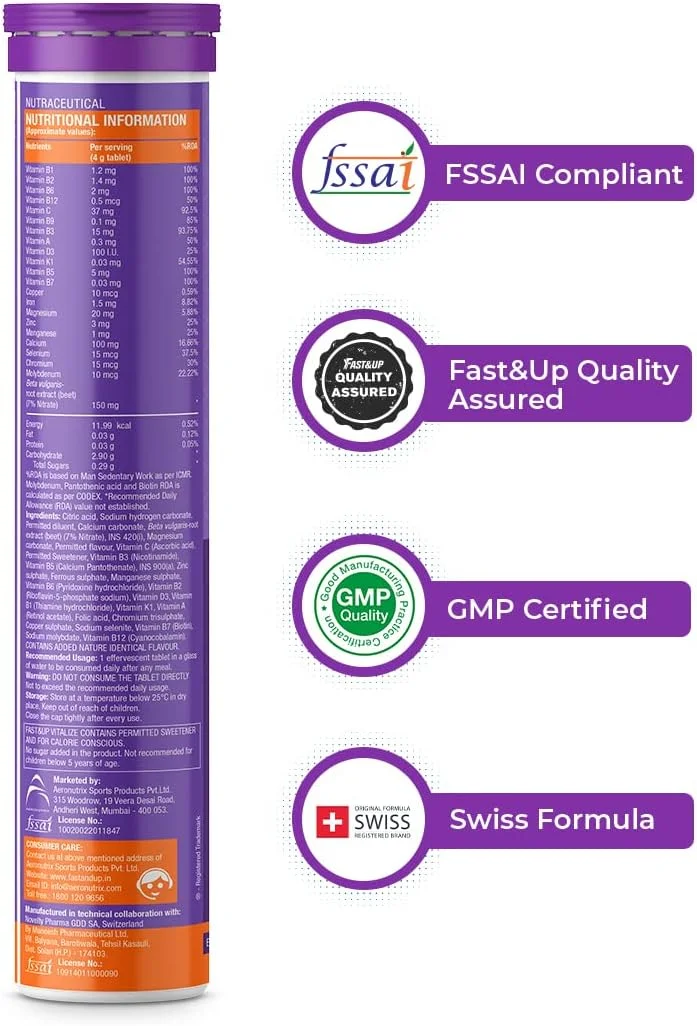 مولتی ویتامین فست اند آپ - تیوب 20 قرص جوشان - پشتیبانی روزانه از سیستم ایمنی - طعم پرتقال مولتی ویتامین فست اند آپ - تیوب 20 قرص جوشان - پشتیبانی روزانه از سیستم ایمنی - طعم پرتقال